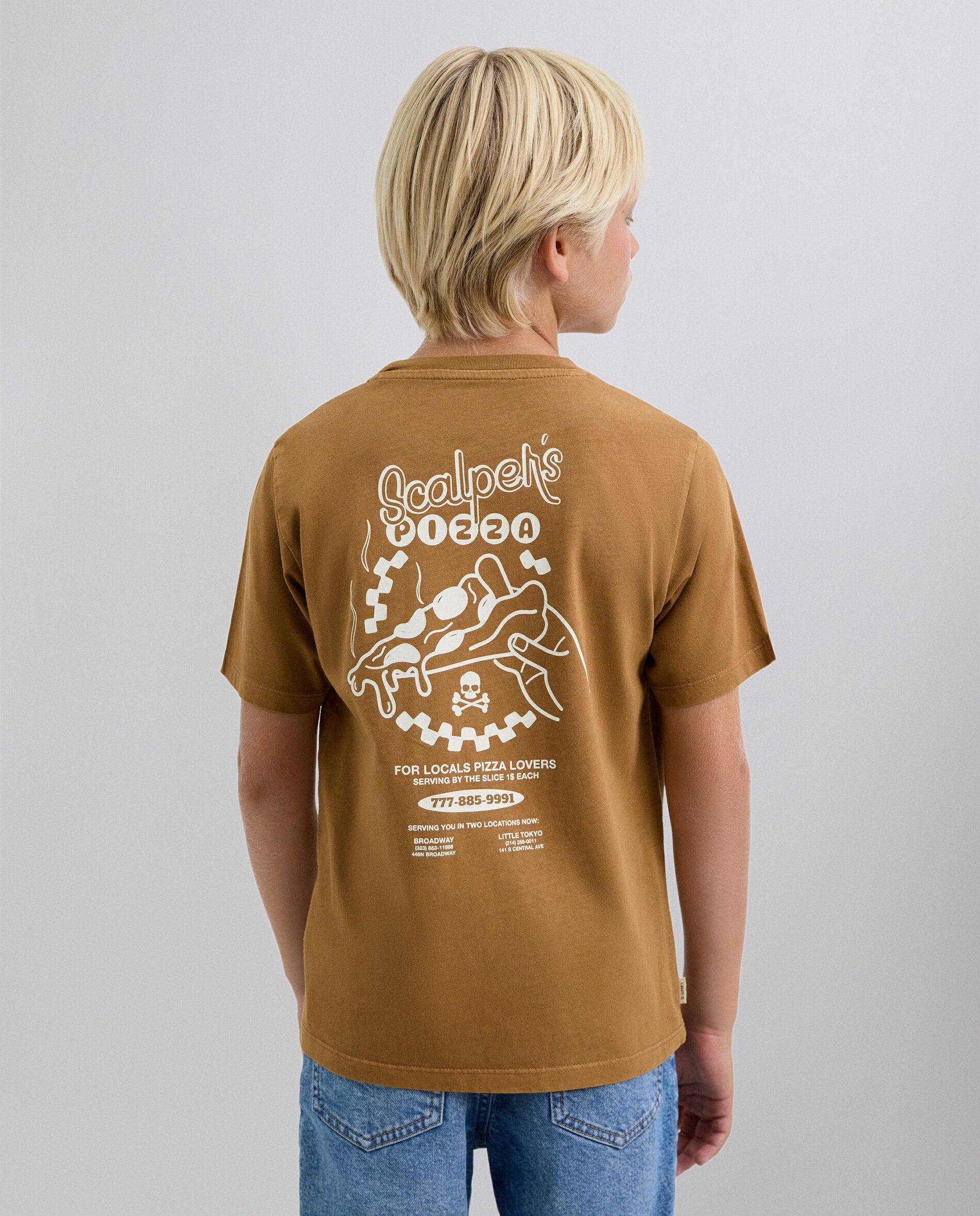 T-shirt Infantil de Manga Curta com Logo Bordado Castanho-3