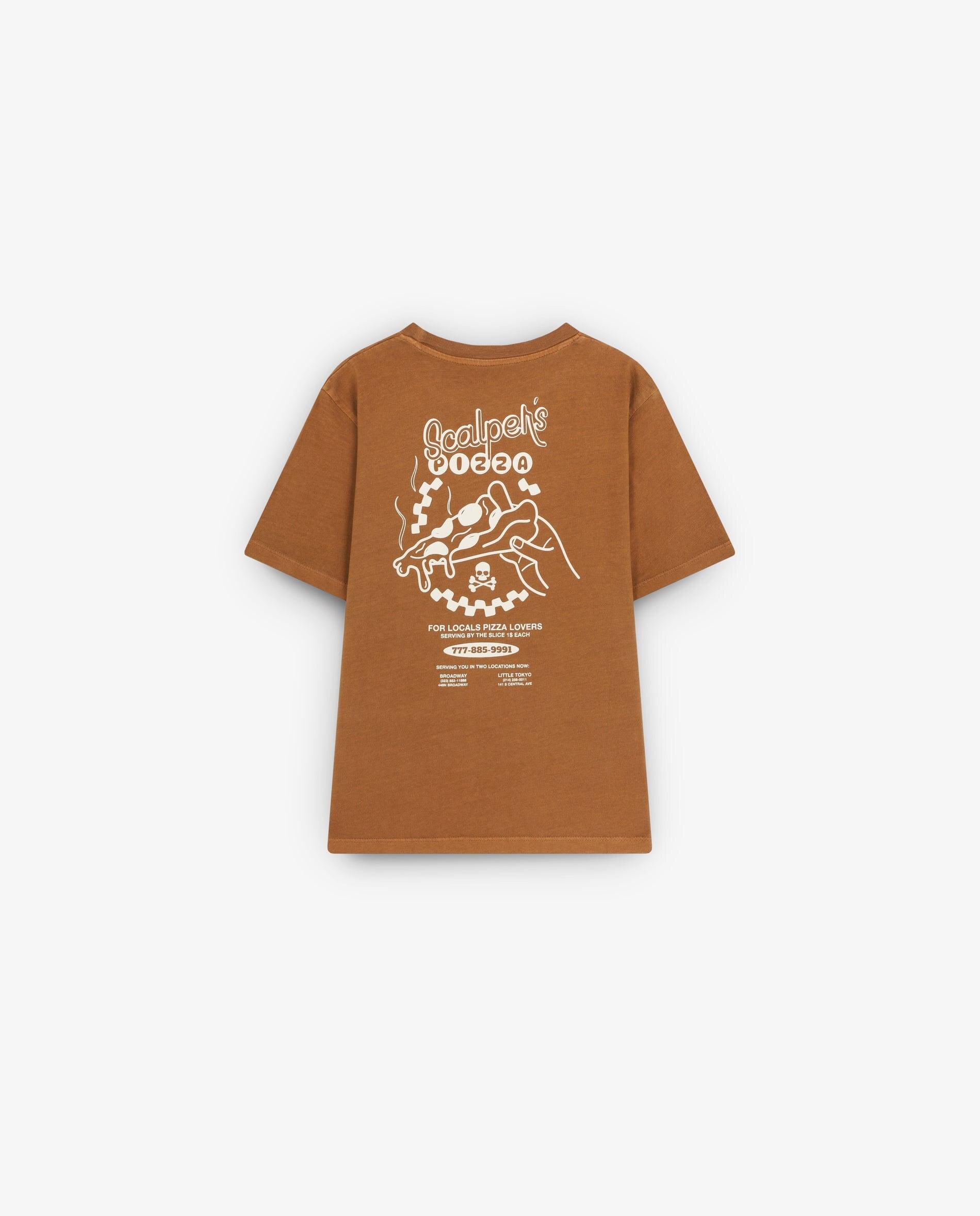 T-shirt Infantil de Manga Curta com Logo Bordado Castanho-6