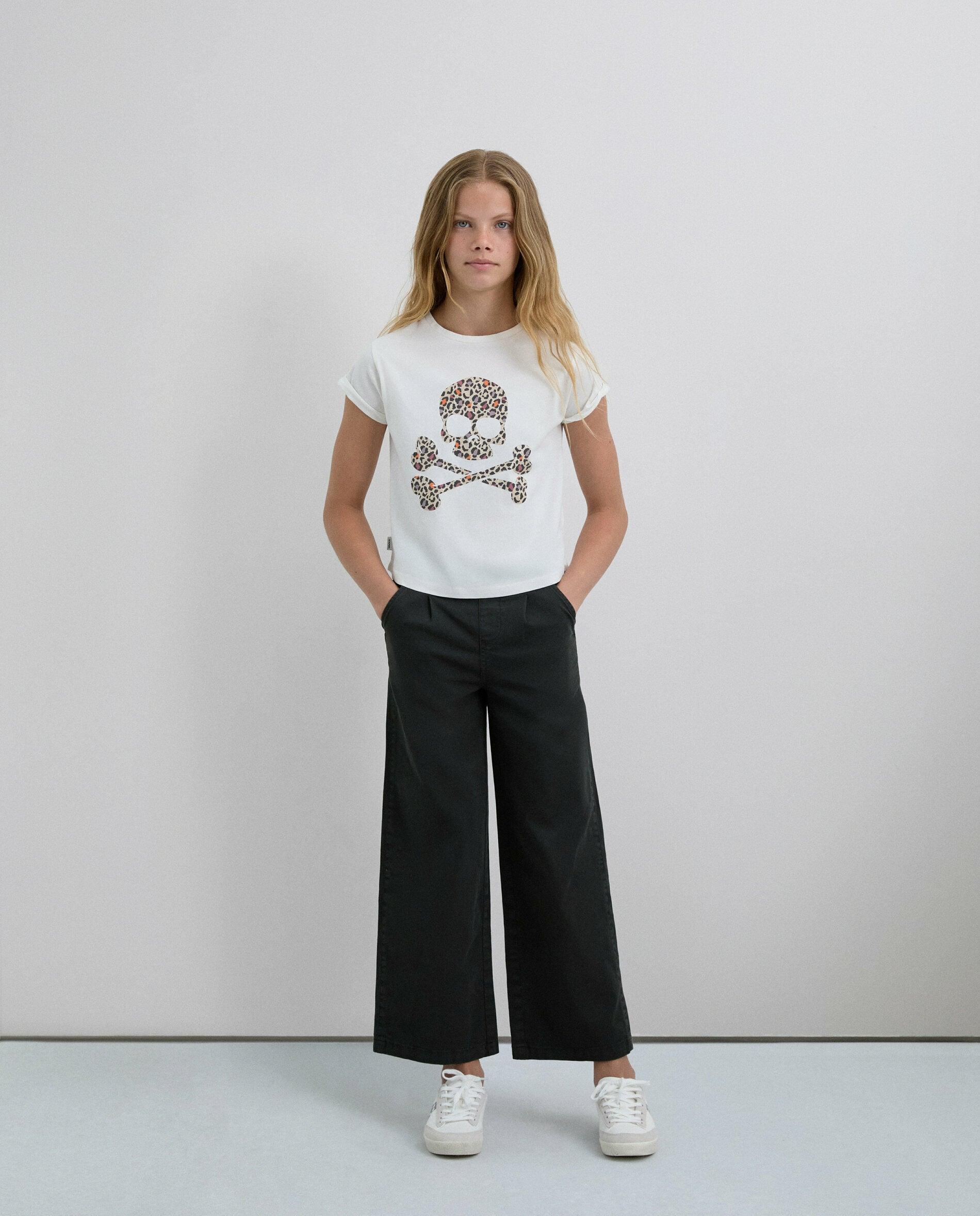 T-shirt Infantil de Manga Curta de Algodão Scalpers Branco-1