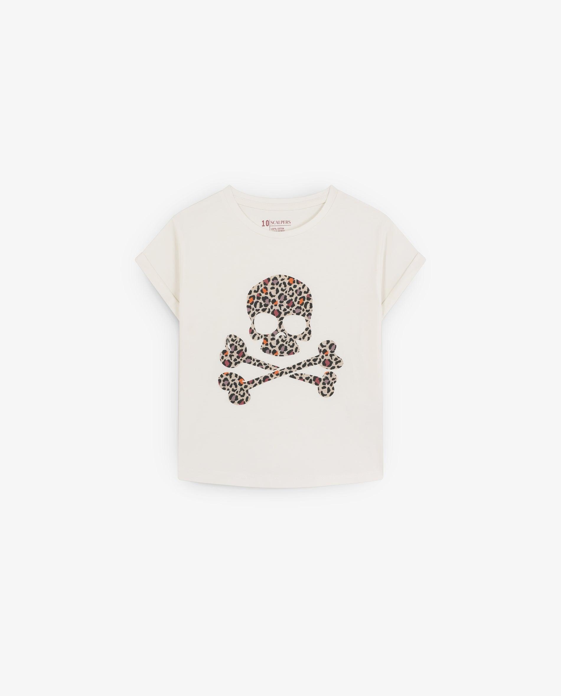 T-shirt Infantil de Manga Curta de Algodão Scalpers Branco-5
