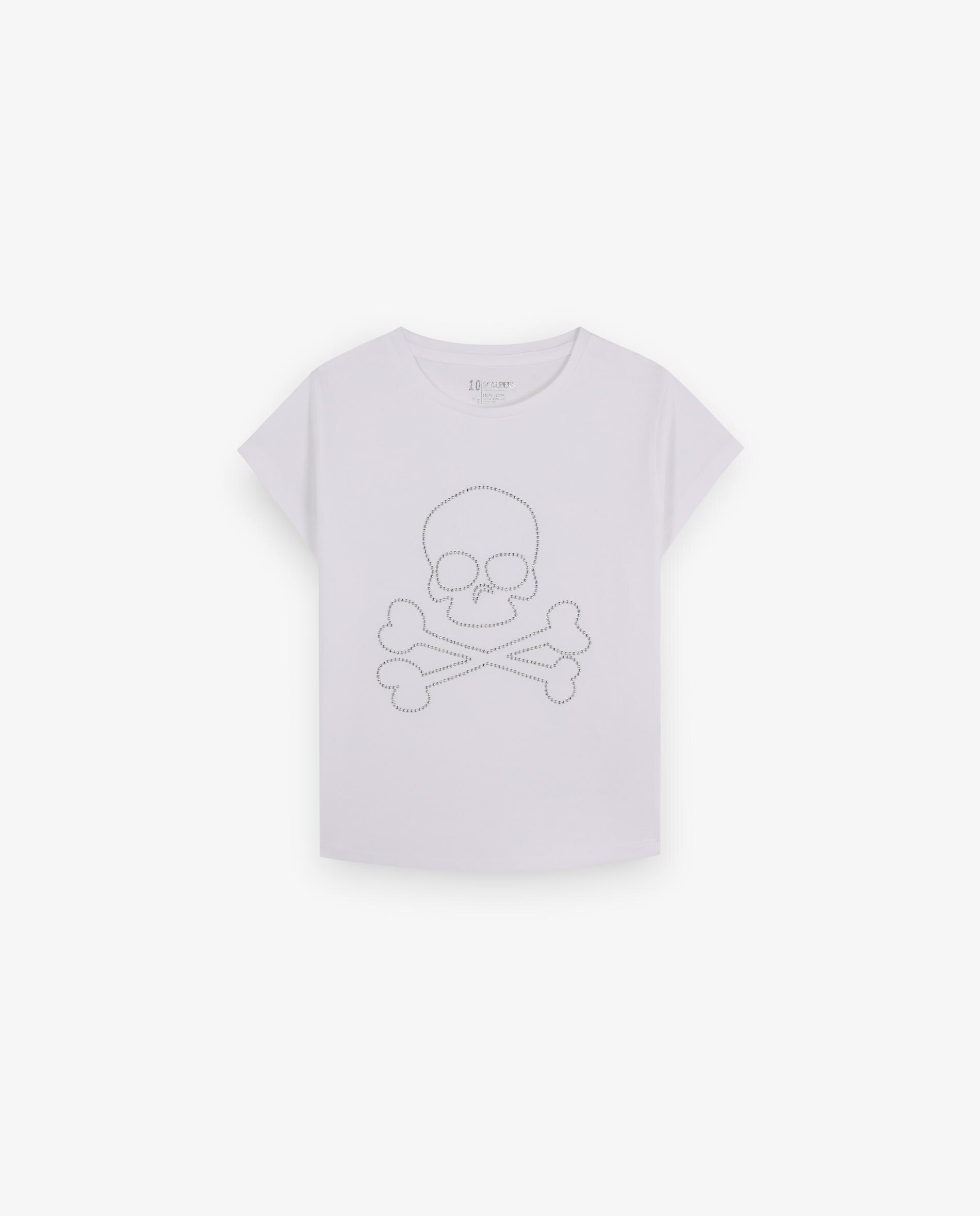 T-shirt Infantil de Manga Curta de Algodão Scalpers Branco-4
