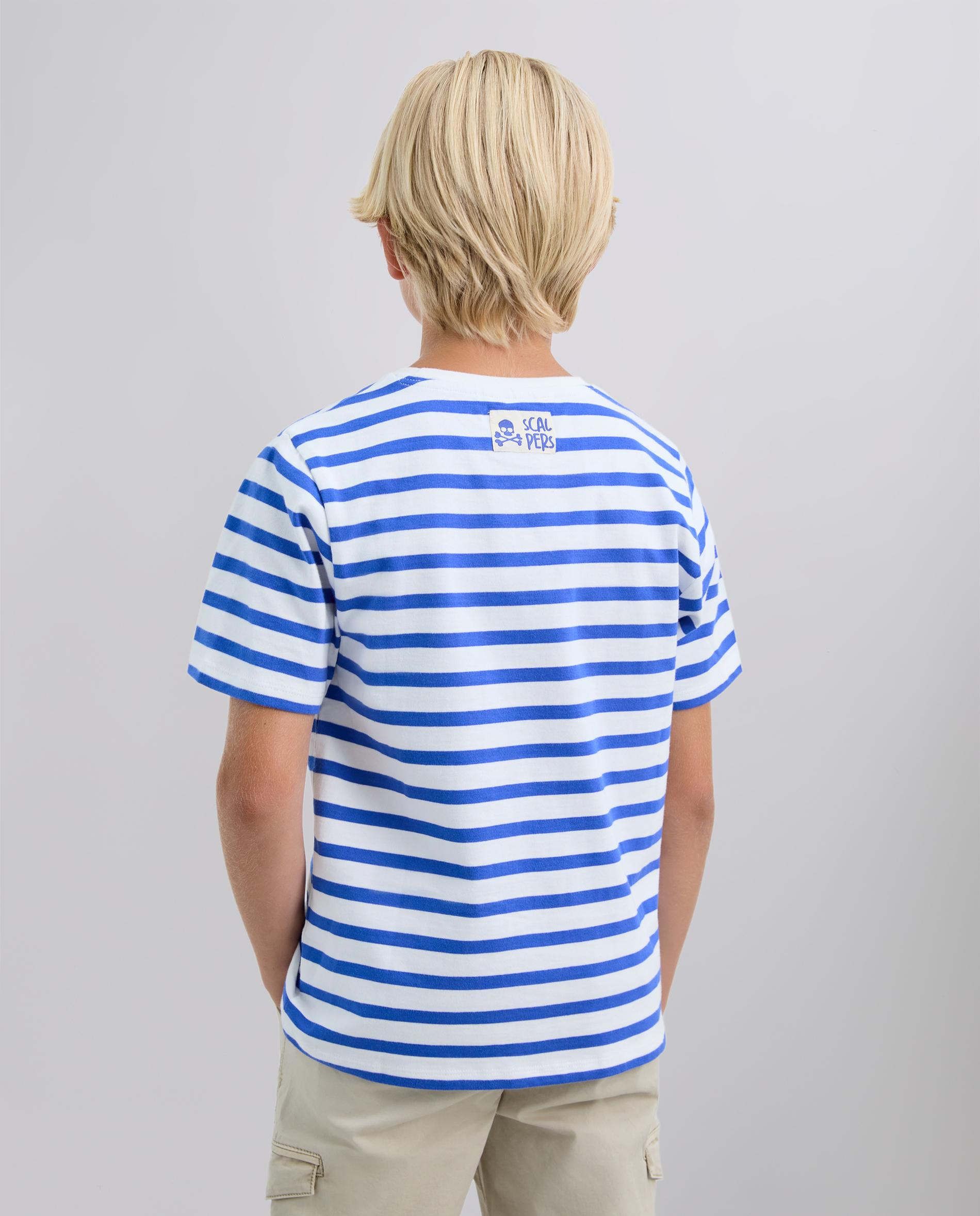 T-shirt Infantil de Manga Curta com Estampado às Riscas Scalpers Azul-3