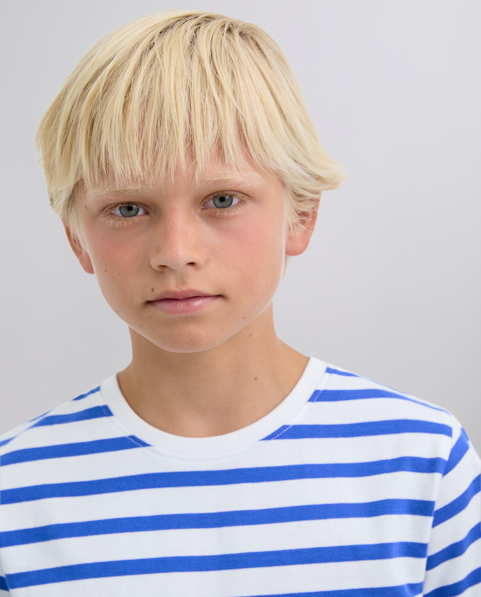 T-shirt Infantil de Manga Curta com Estampado às Riscas Scalpers Azul-4