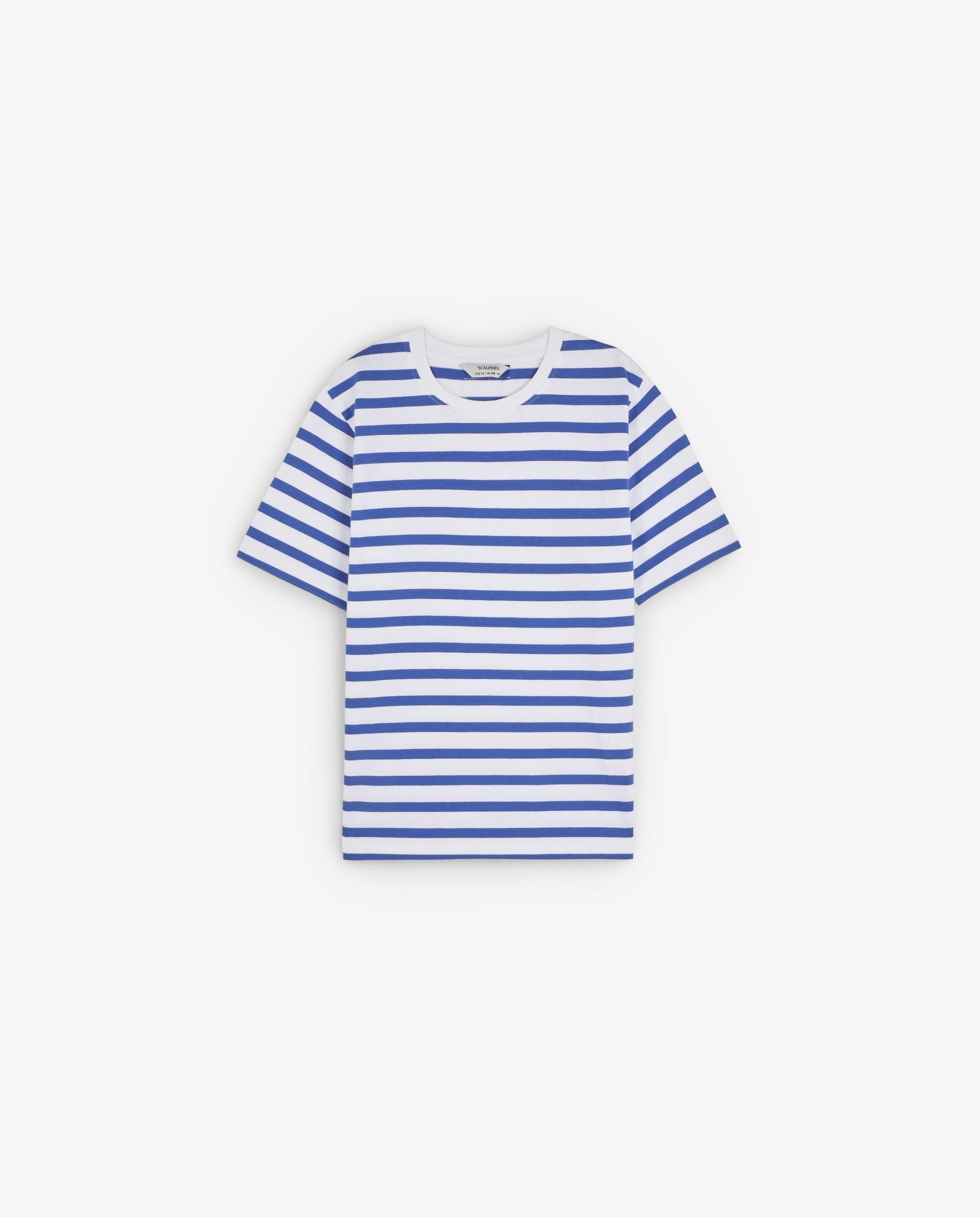 T-shirt Infantil de Manga Curta com Estampado às Riscas Scalpers Azul-5