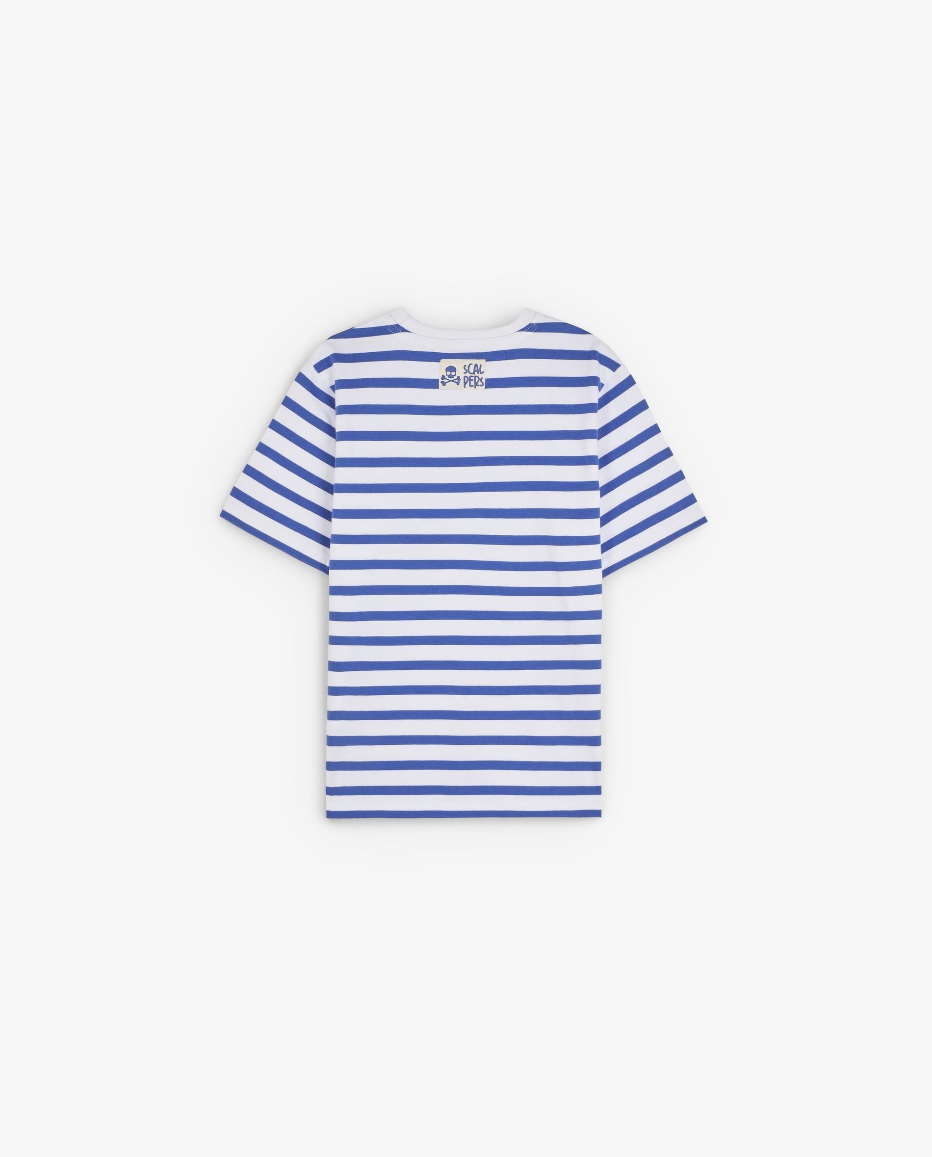 T-shirt Infantil de Manga Curta com Estampado às Riscas Scalpers Azul-6
