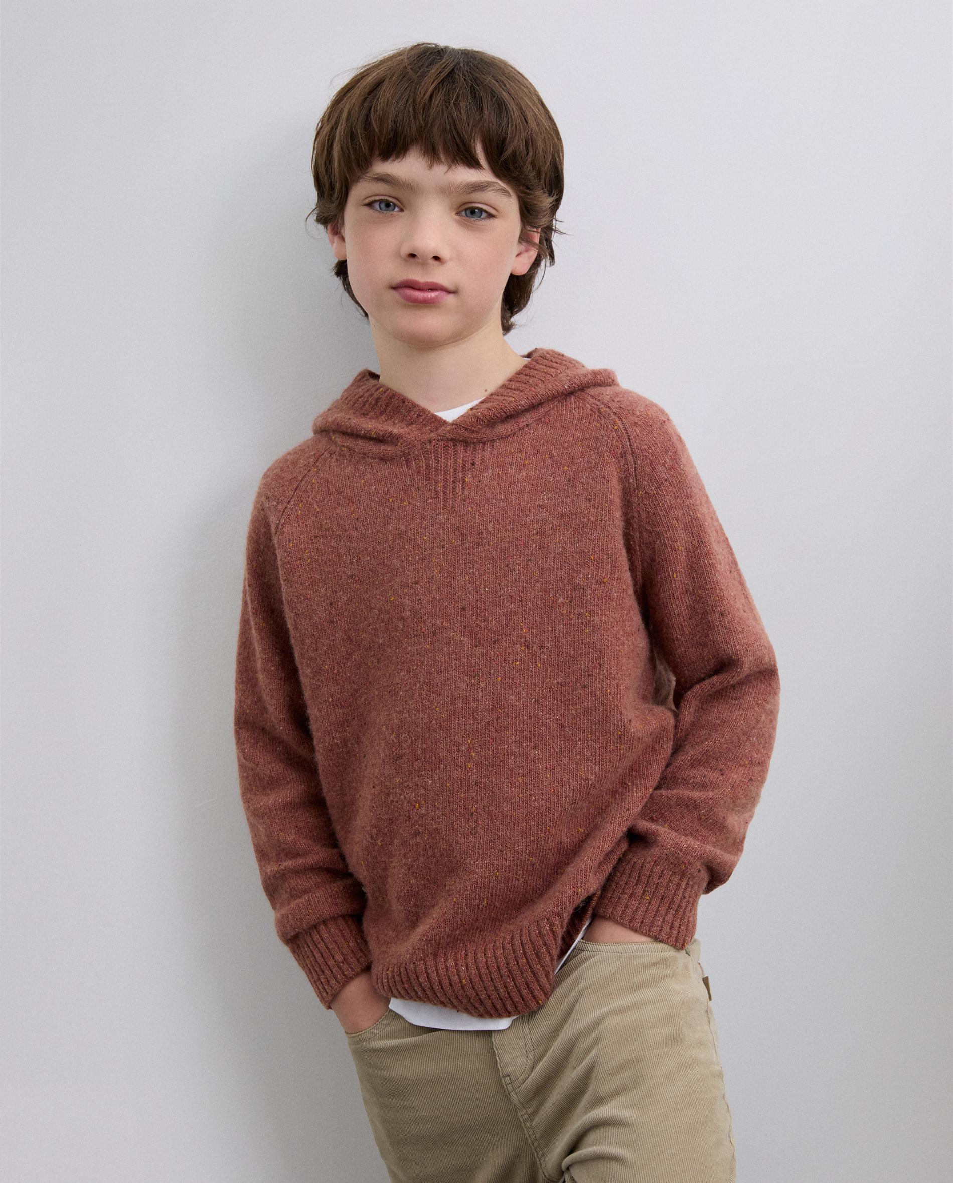 Camisola Infantil Lisa com Capuz Scalpers Castanho-1