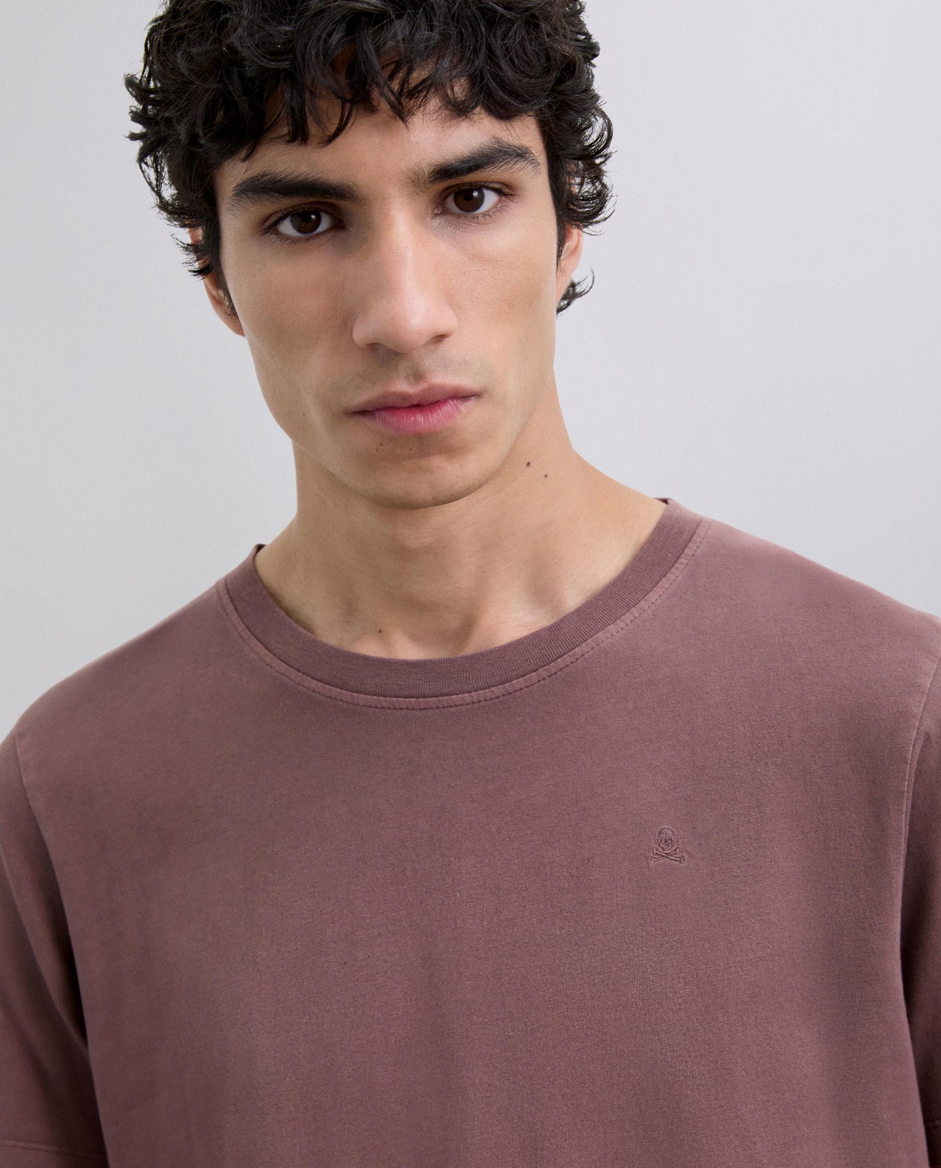 T-shirt de Manga Curta Básica de Algodão Bordeaux-4