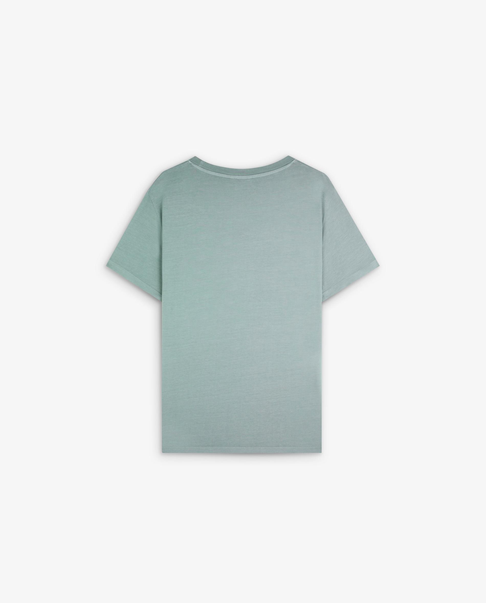 T-shirt de Manga Curta Básica de Algodão Verde-antiquário-6