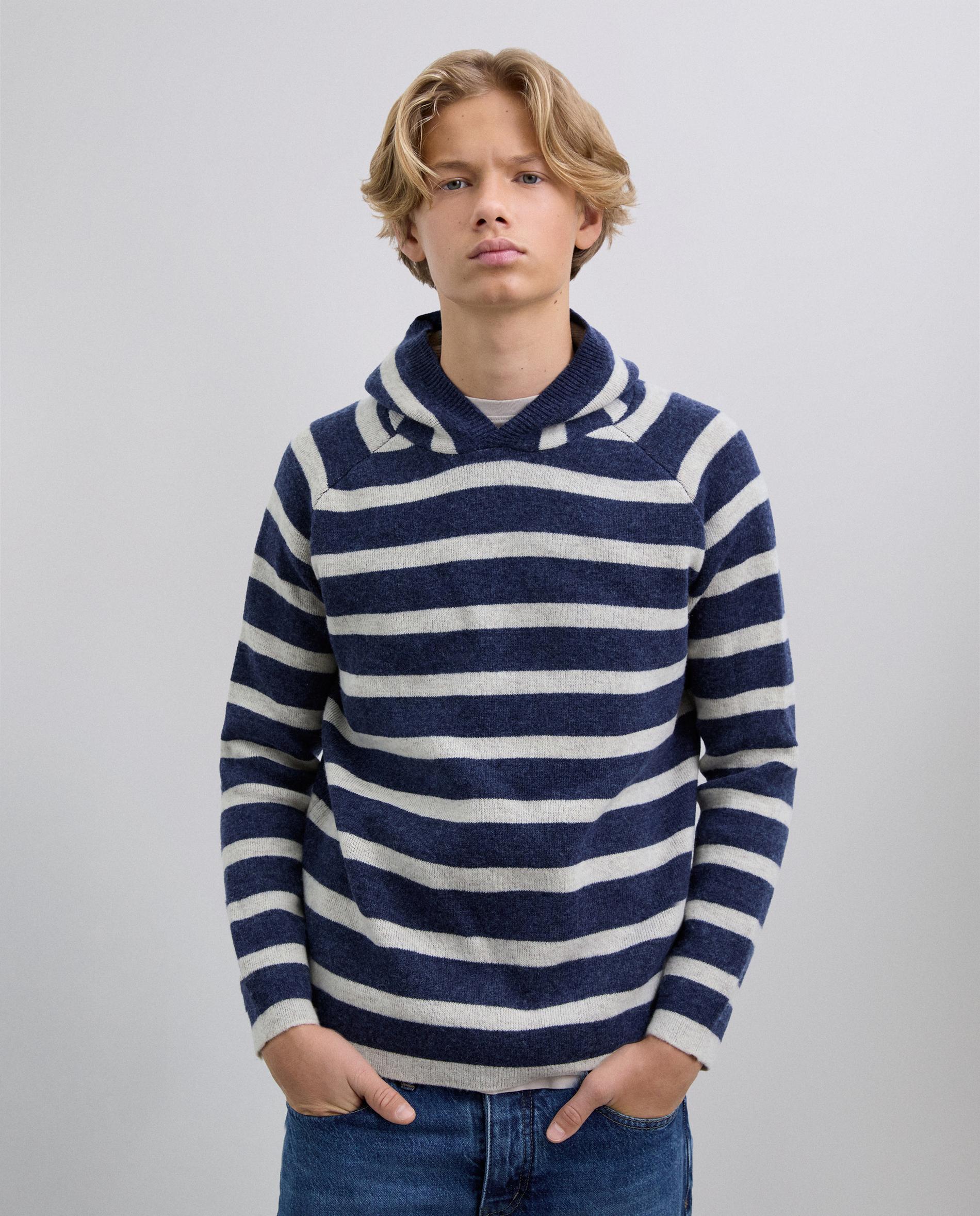 Camisola Infantil com Capuz e Design às Riscas Scalpers Azul-1