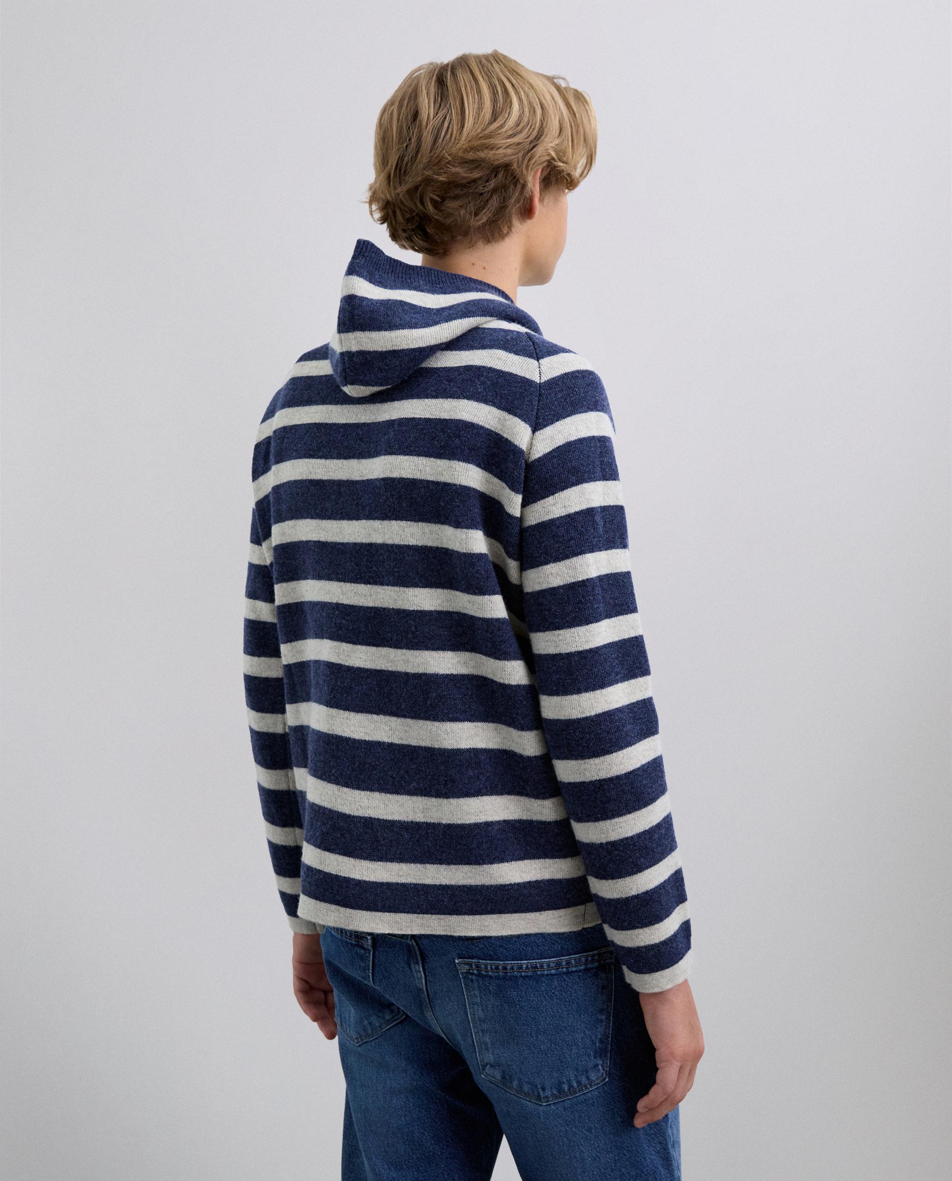 Camisola Infantil com Capuz e Design às Riscas Scalpers Azul-3