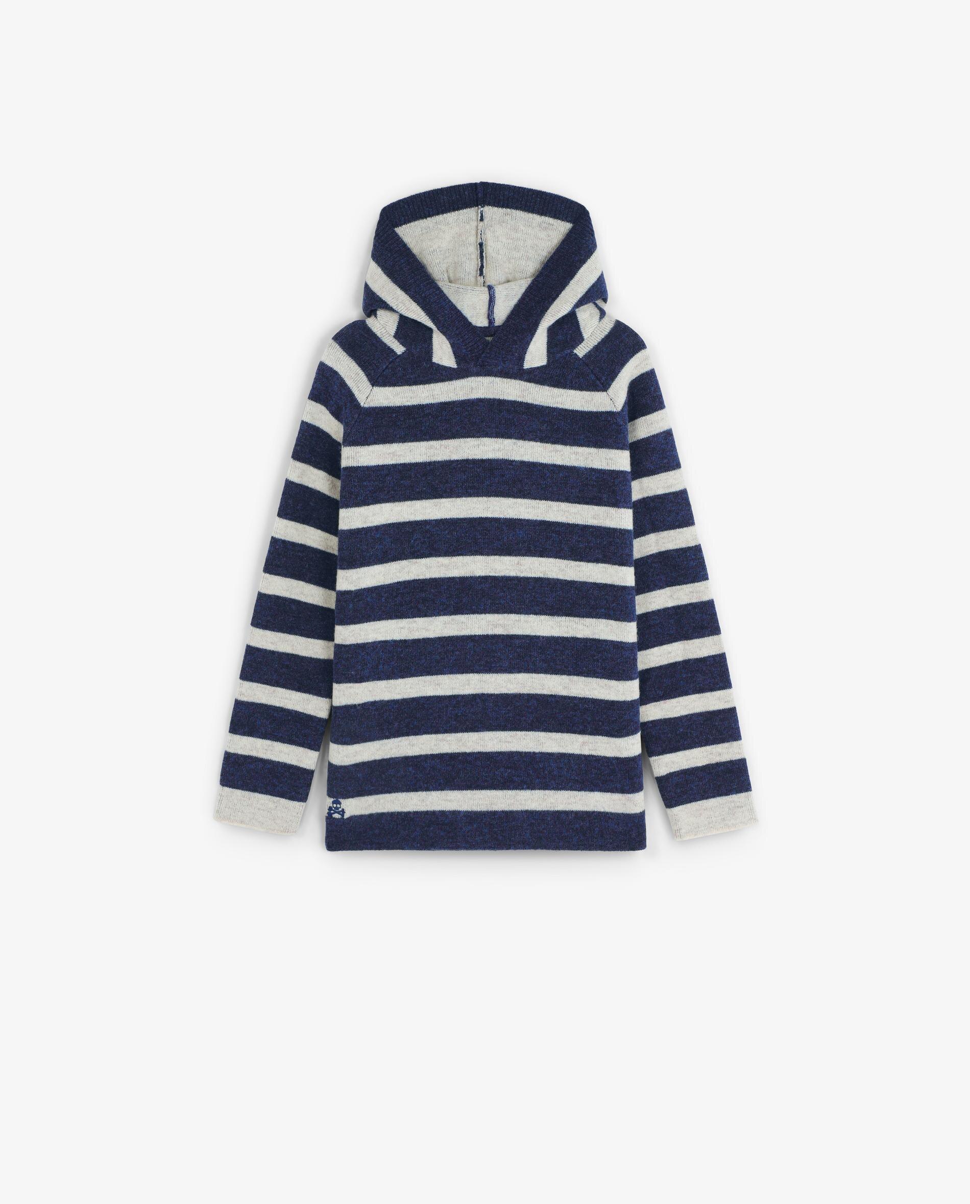 Camisola Infantil com Capuz e Design às Riscas Scalpers Azul-5