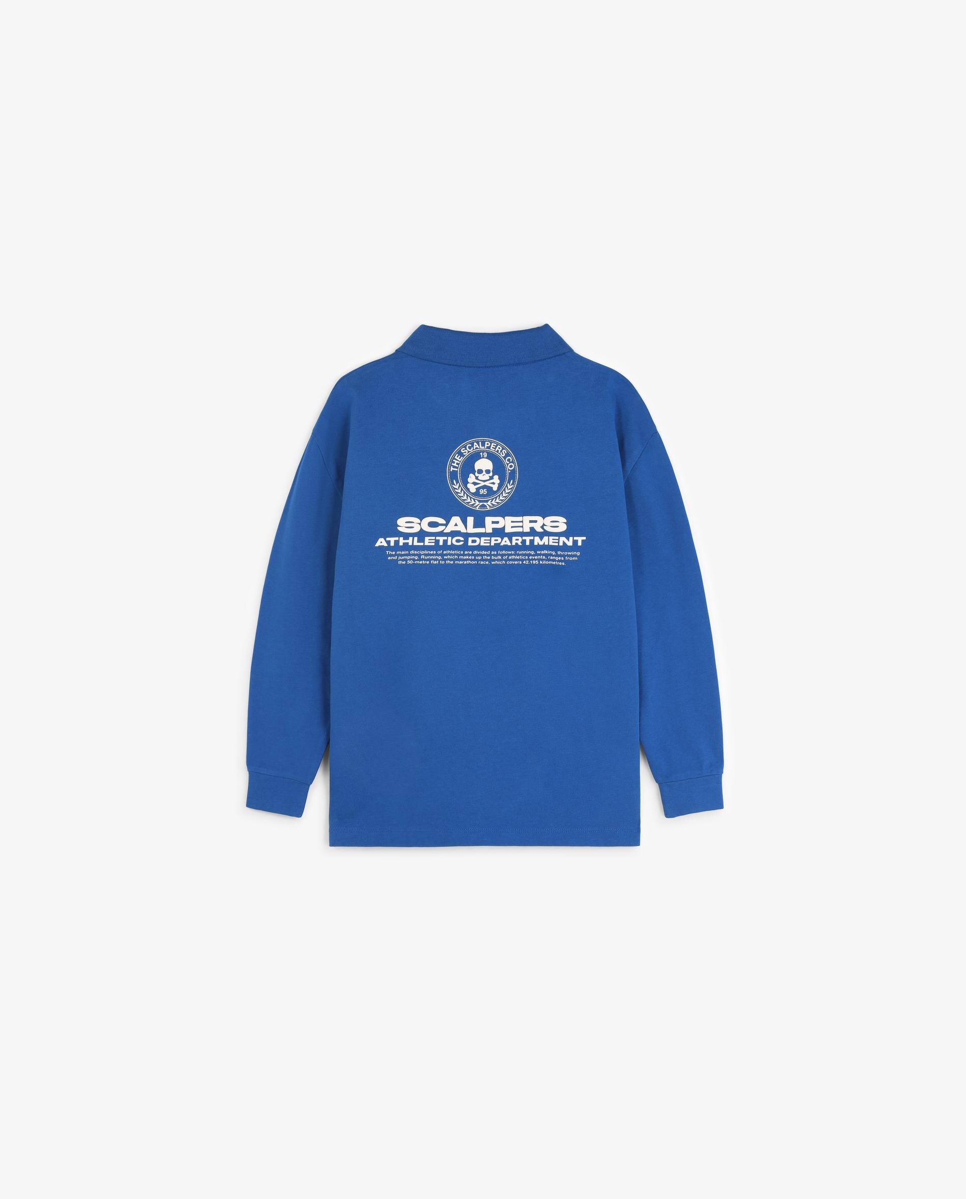 Polo Regular Fit com Logo e Manga Comprida Azul-10