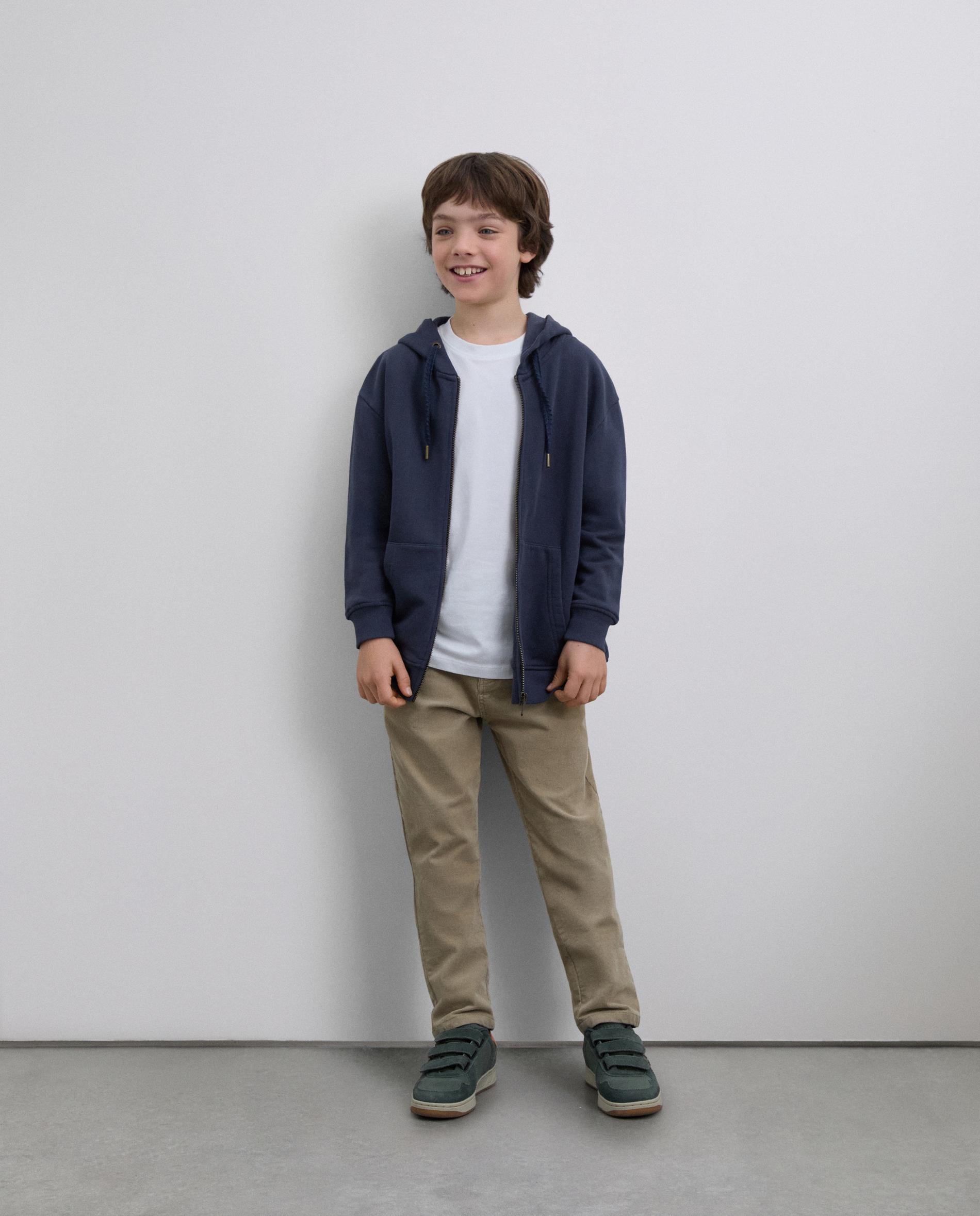Sweatshirt com Capuz Infantil com Fecho Zip e Logo Posterior Scalpers Azul-marinho-3