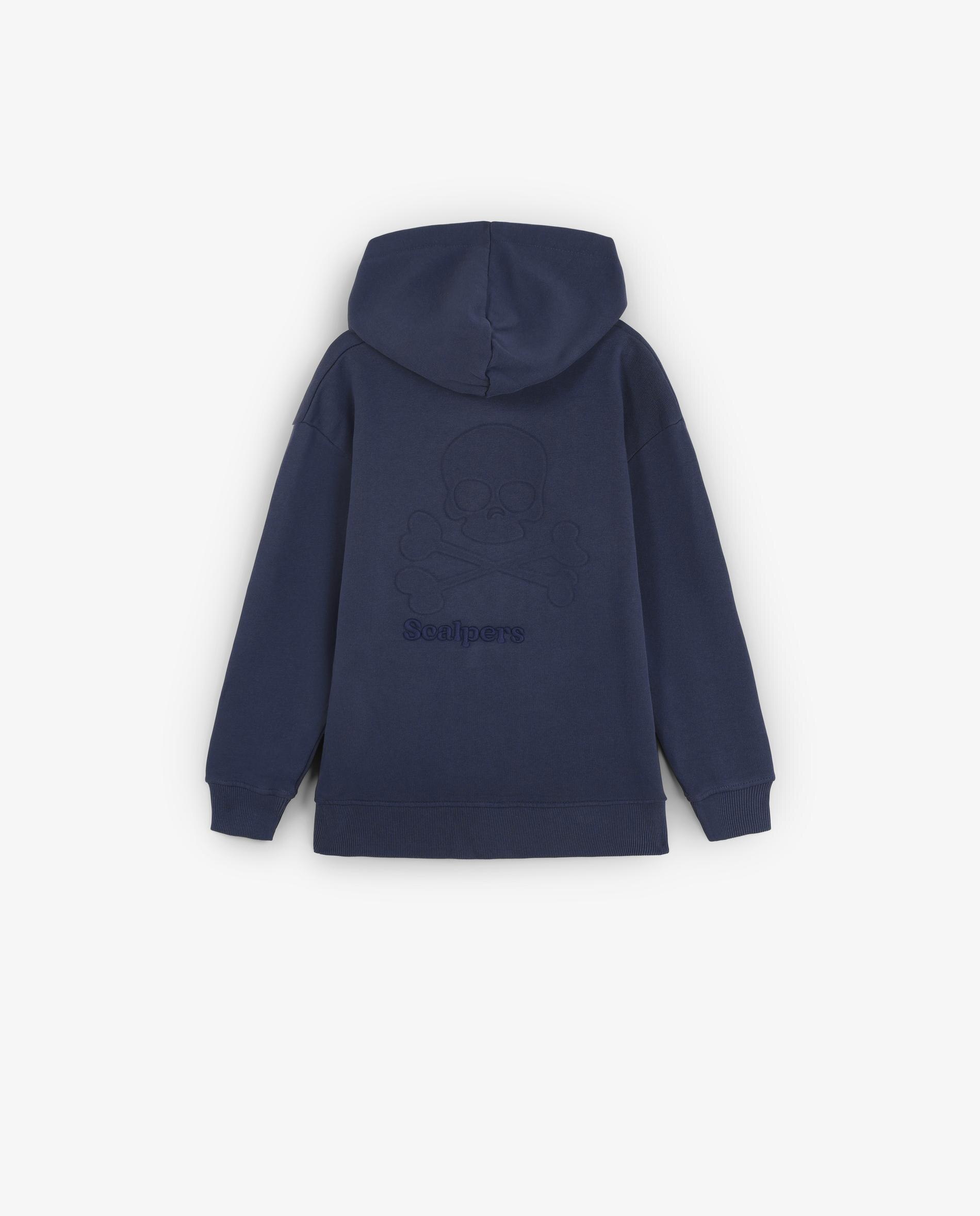 Sweatshirt com Capuz Infantil com Fecho Zip e Logo Posterior Scalpers Azul-marinho-5