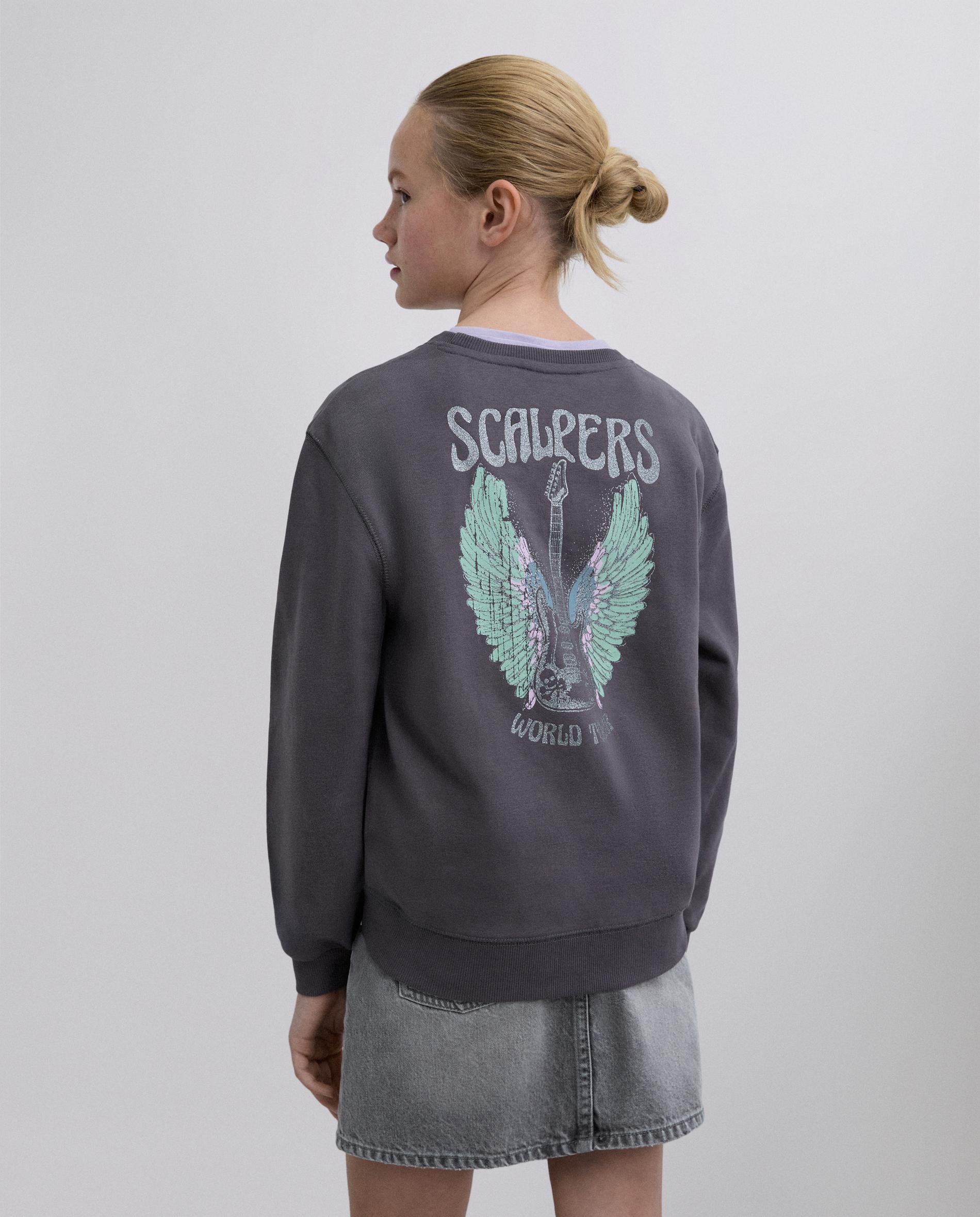 Sweatshirt sem Capuz Infantil com Estampado Posterior Scalpers Antracite-2