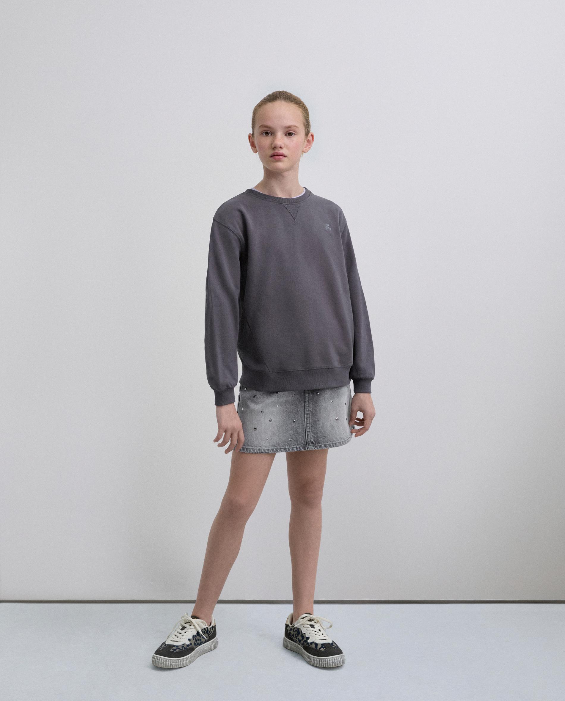 Sweatshirt sem Capuz Infantil com Estampado Posterior Scalpers Antracite-3