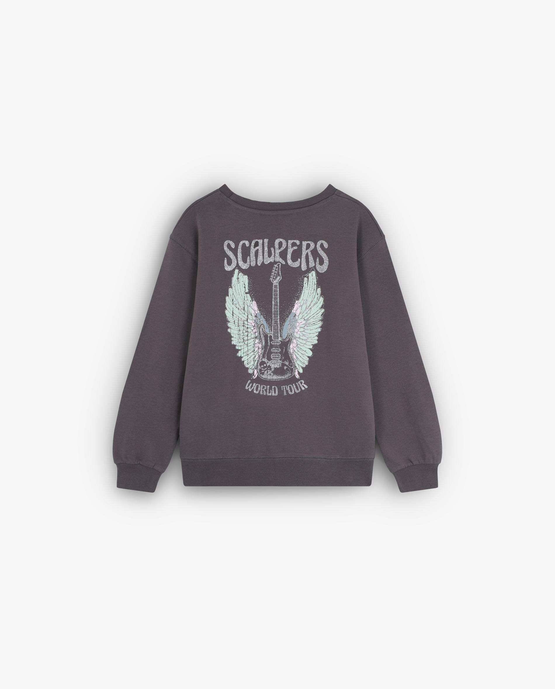 Sweatshirt sem Capuz Infantil com Estampado Posterior Scalpers Antracite-5