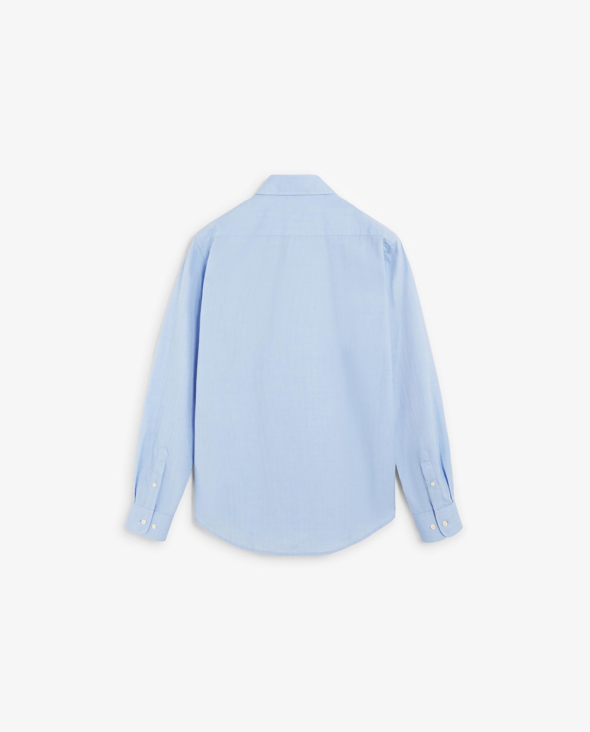 Camisa Formal de Manga Comprida em Algodão Azul-6