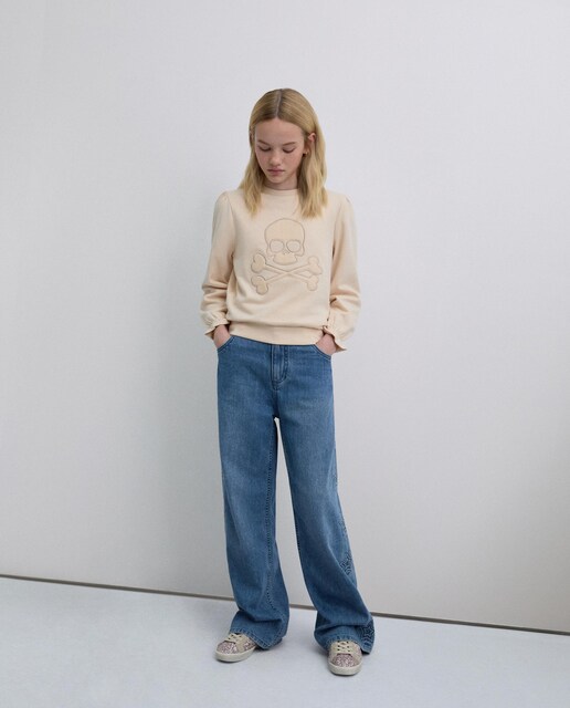 Imagem 0 de Sweat Infantil de Algodão com Caveira Bordada Frontal