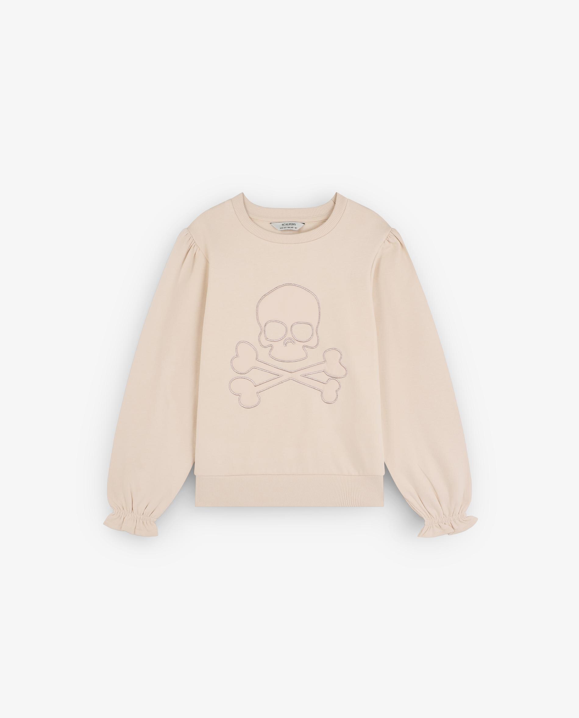 Sweat Infantil de Algodão com Caveira Bordada Frontal Scalpers Branco-3