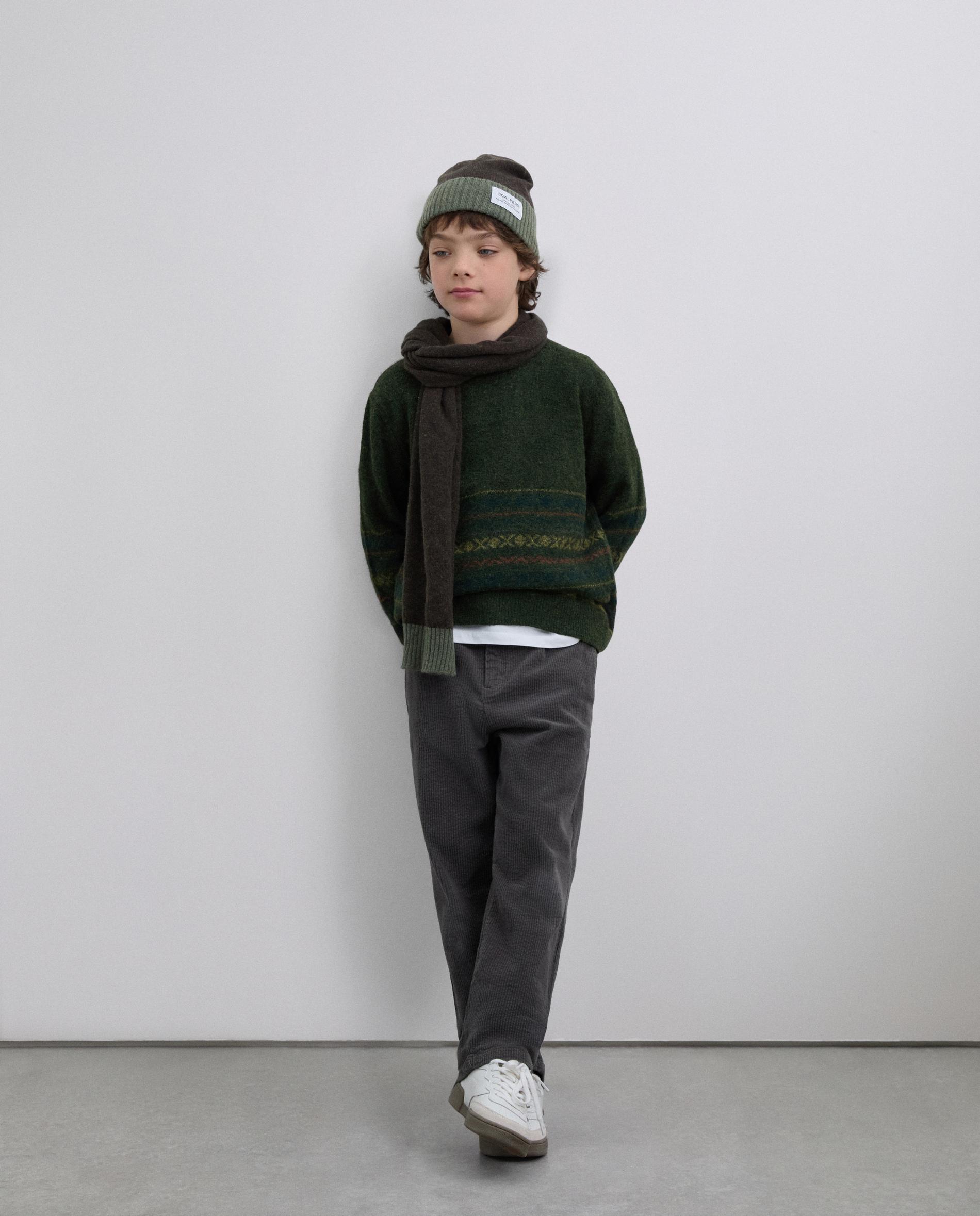 Camisola Infantil com Gola Redonda Caqui-2