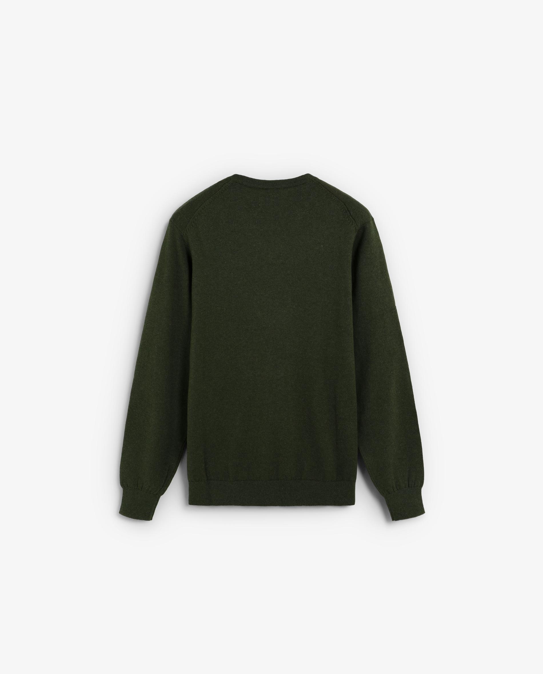 Camisola Lisa com Gola em V Verde-militar-6