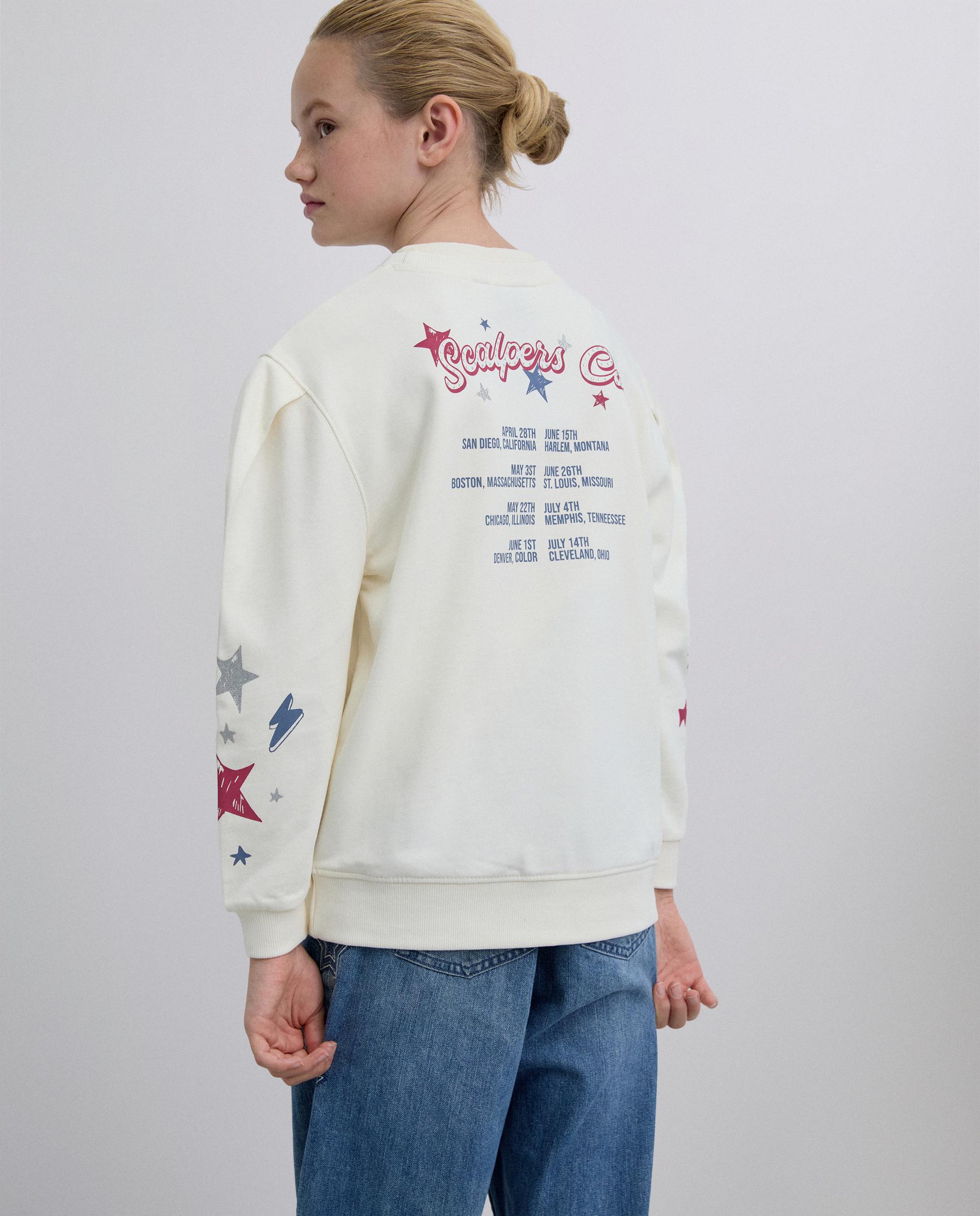 Sweatshirt sem Capuz Infantil de Algodão com Estampado nas Mangas Scalpers Branco-2