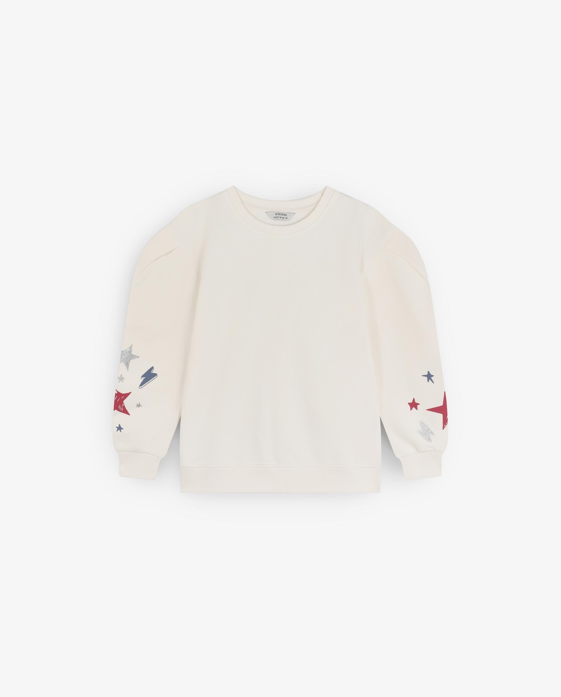 Sweatshirt sem Capuz Infantil de Algodão com Estampado nas Mangas Scalpers Branco-5