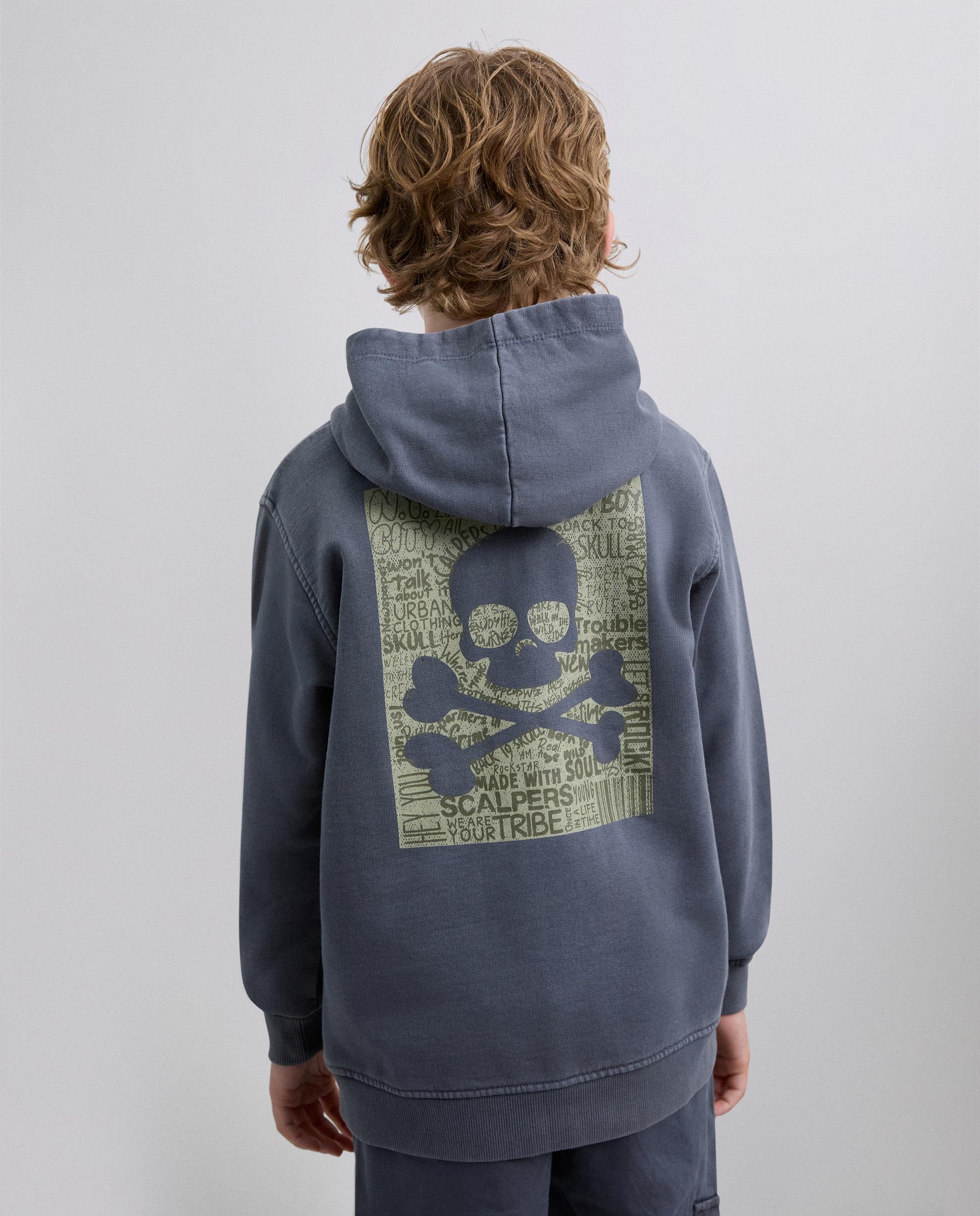 Sweatshirt Infantil com Capuz e Estampado Posterior Scalpers Azul-marinho-2