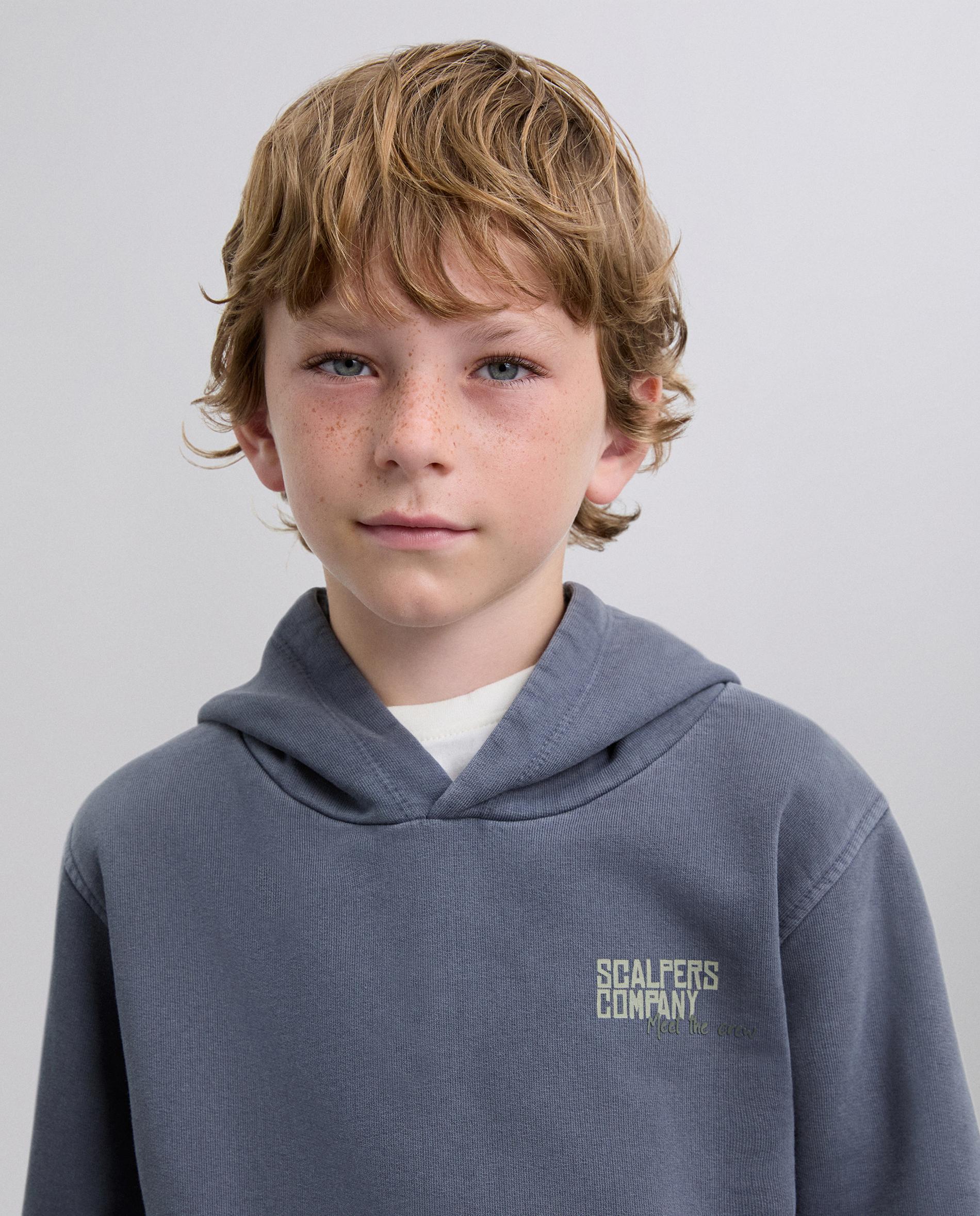 Sweatshirt Infantil com Capuz e Estampado Posterior Scalpers Azul-marinho-3