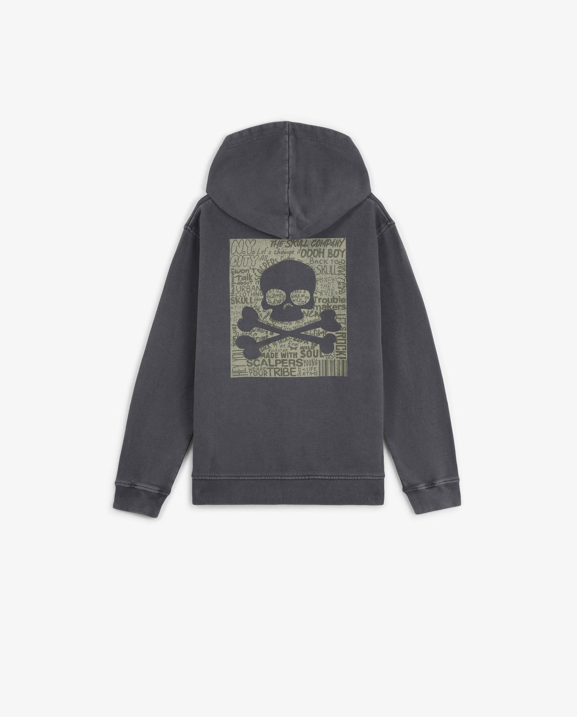 Sweatshirt Infantil com Capuz e Estampado Posterior Scalpers Azul-marinho-5