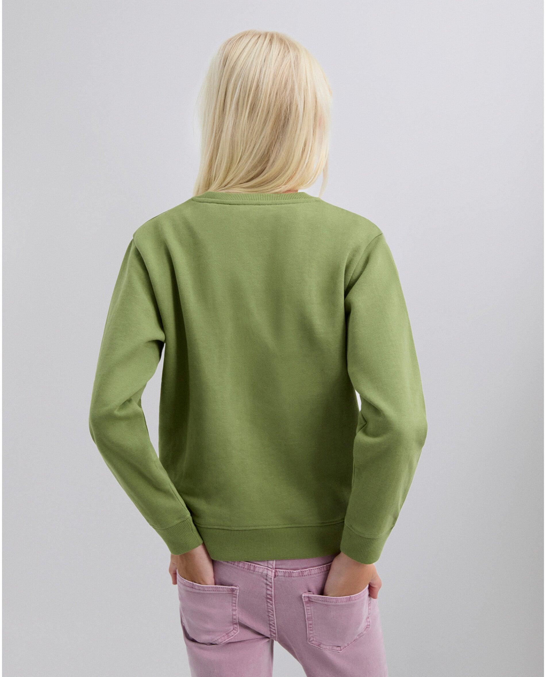 Sweatshirt Infantil com Gola Redonda e Caveira Estampada Scalpers Verde Azeitona-2