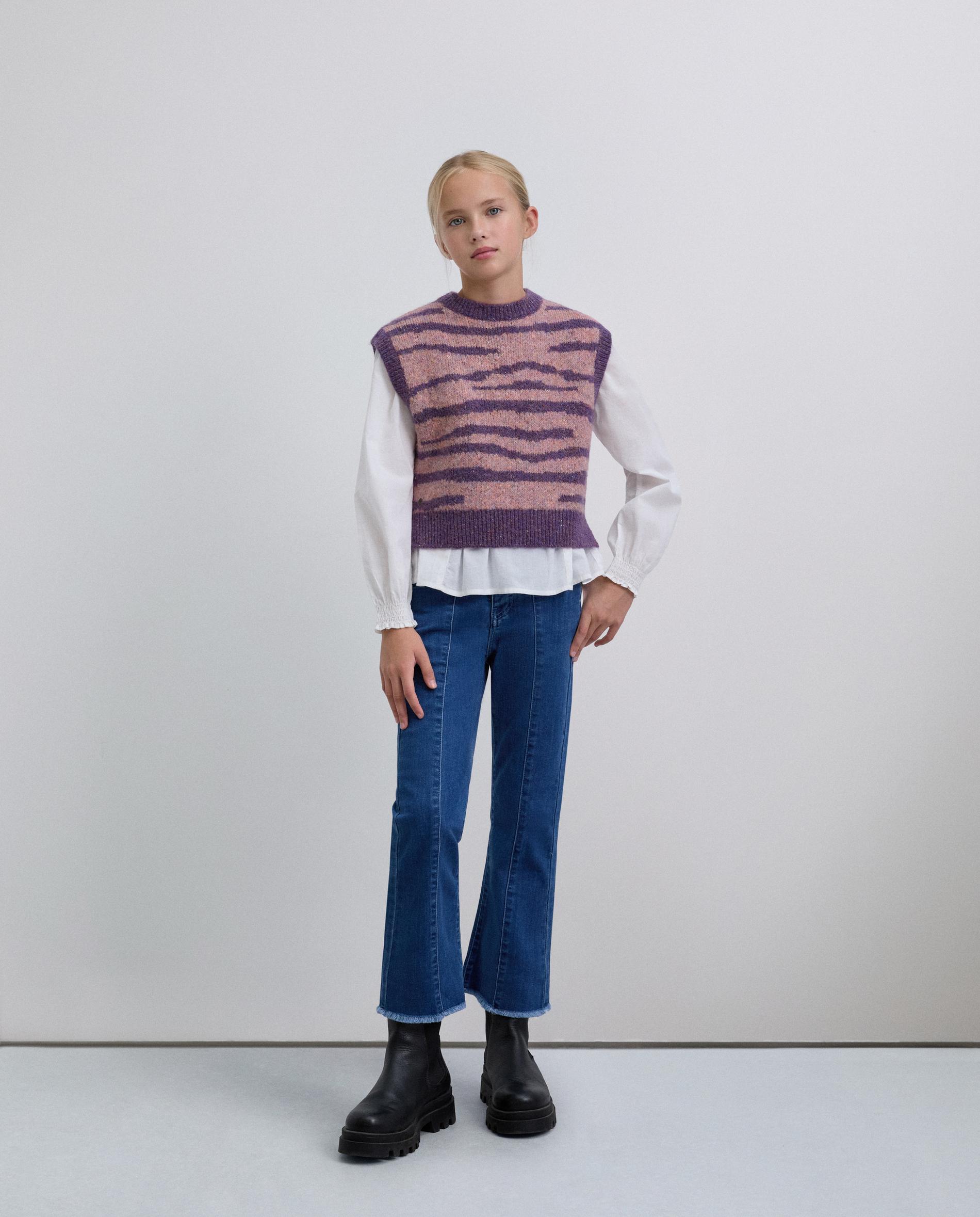 Colete Infantil de Gola Redonda e Acabamentos em Rib Scalpers Roxo-2