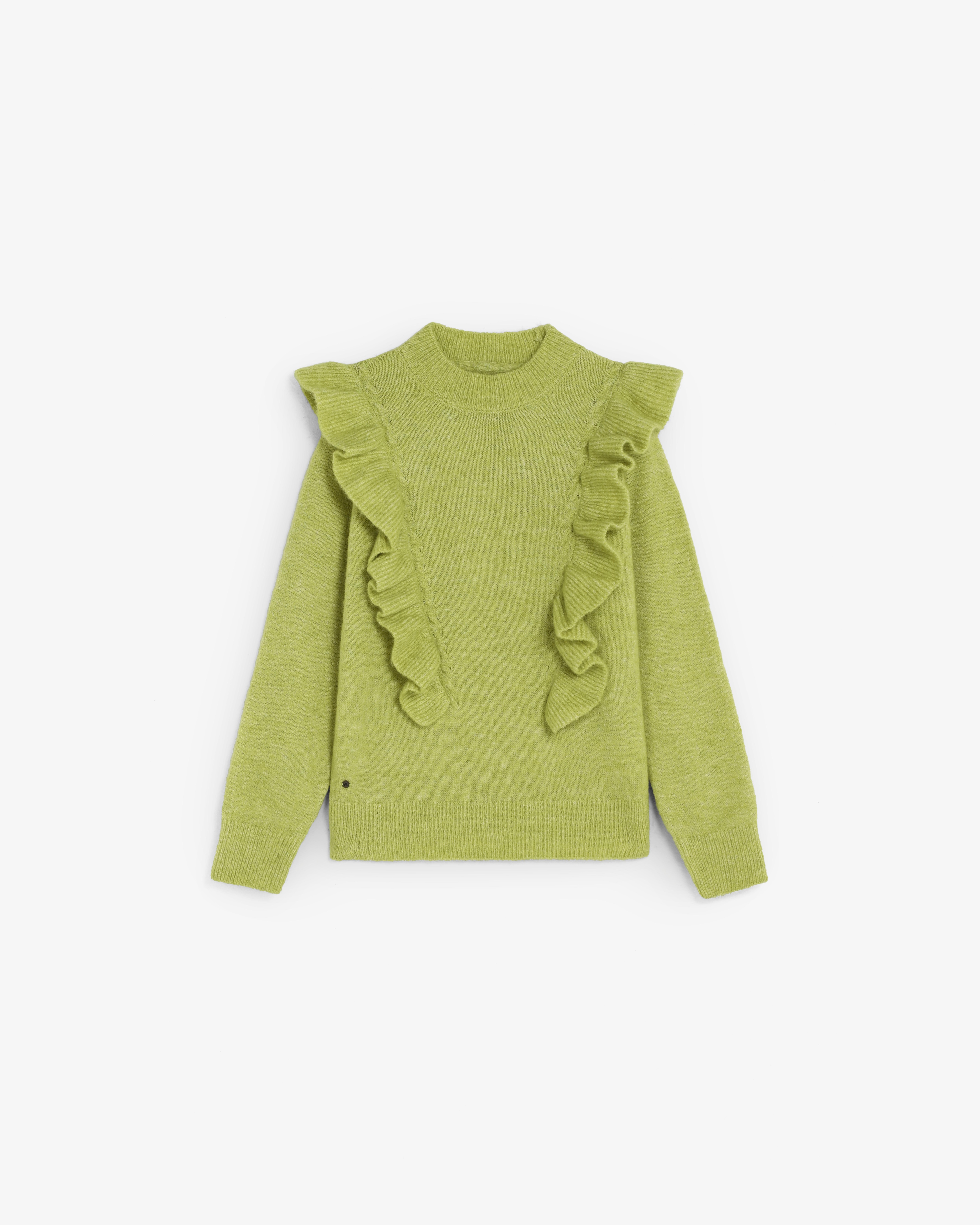 Camisola Regular Fit com Detalhes Frontais de Folhos Scalpers Amarelo-4