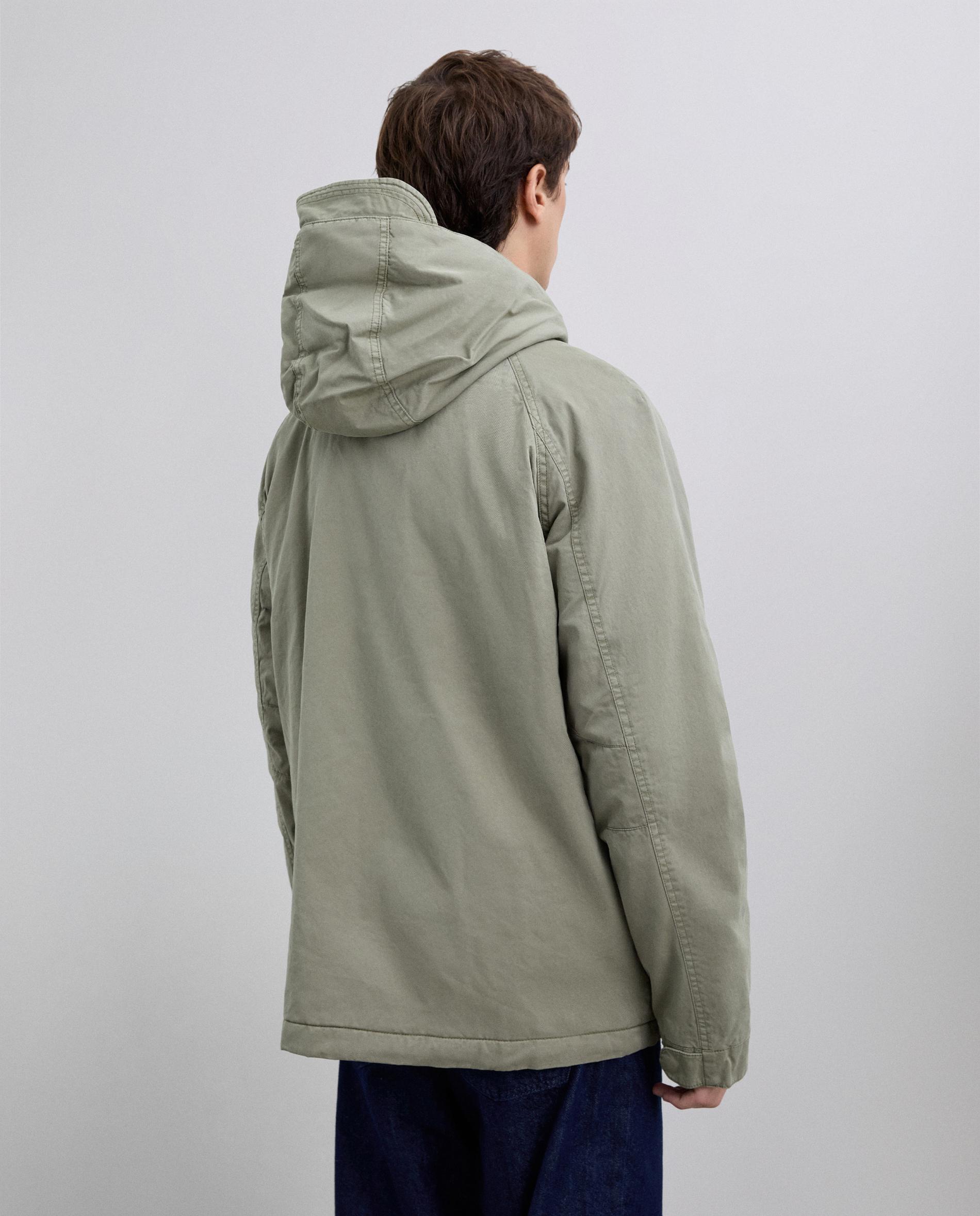 Parka Leve com Capuz Fixo Verde-antiquário-2