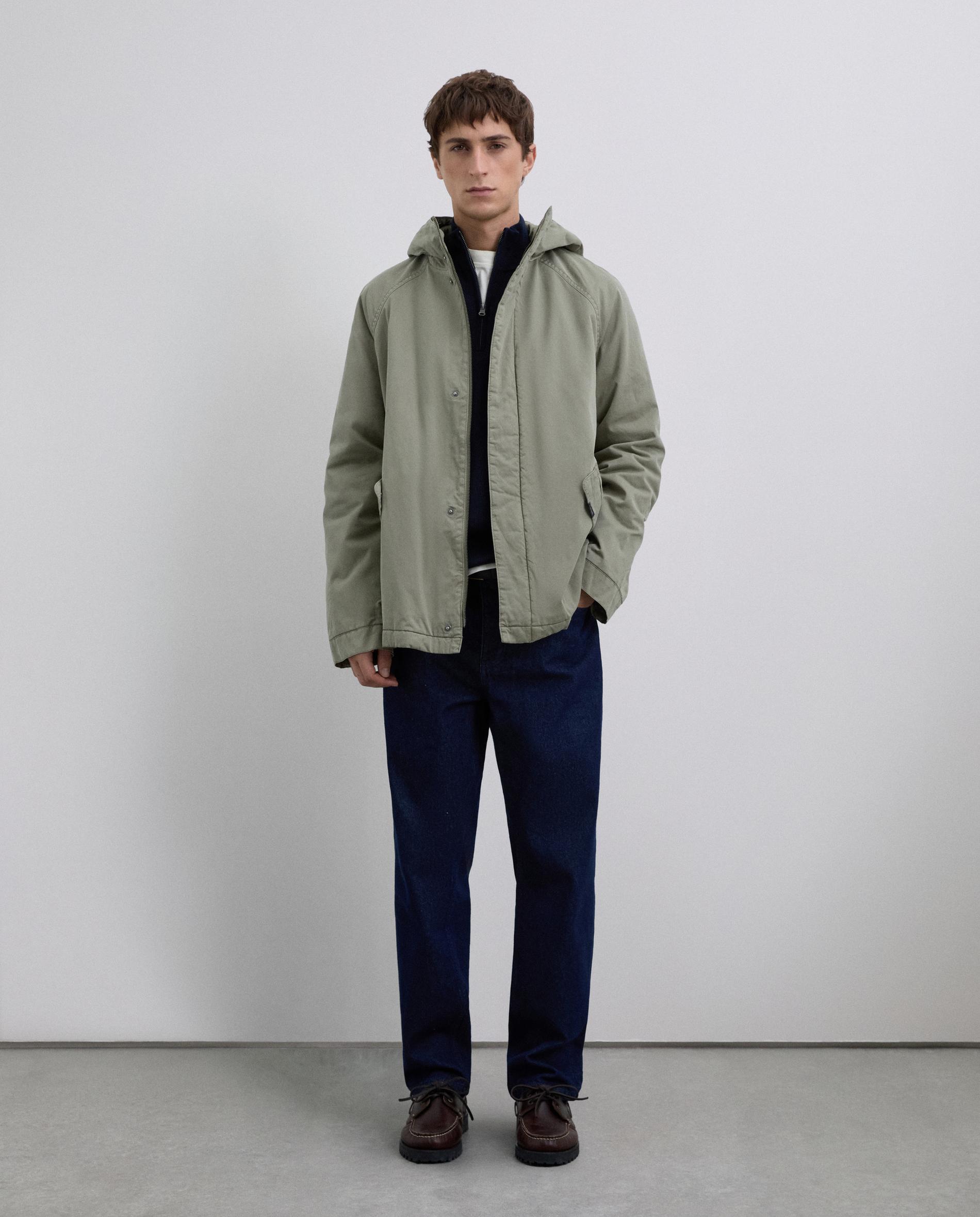 Parka Leve com Capuz Fixo Verde-antiquário-3