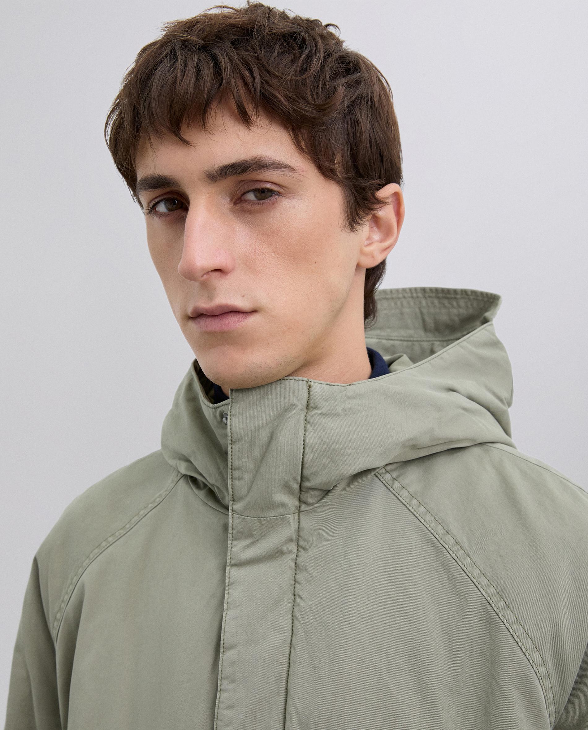 Parka Leve com Capuz Fixo Verde-antiquário-5