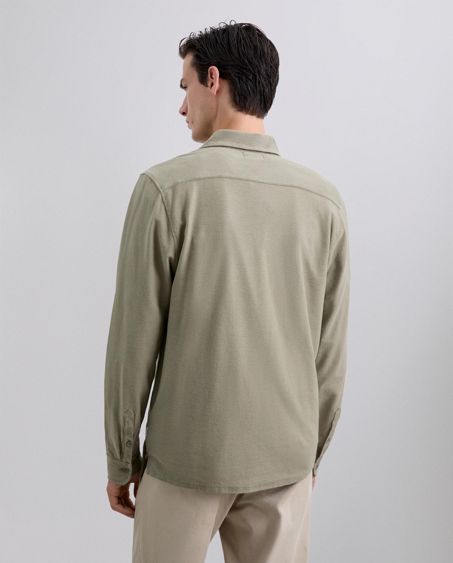 Polo de Manga Comprida Regular Fit em Mescla de Tecidos Caqui-3
