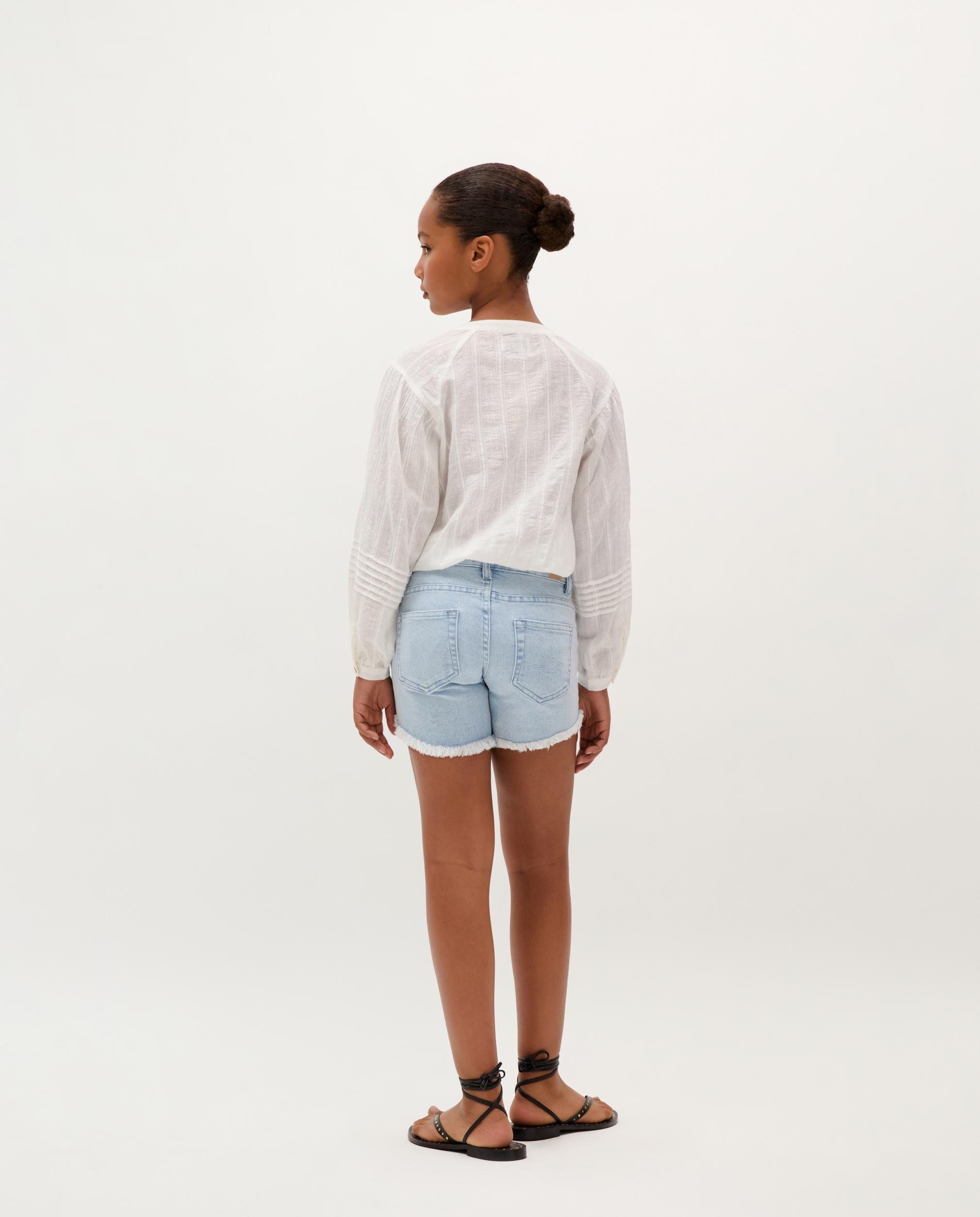 Shorts Infantil Demin de Algodão Azul-claro-2