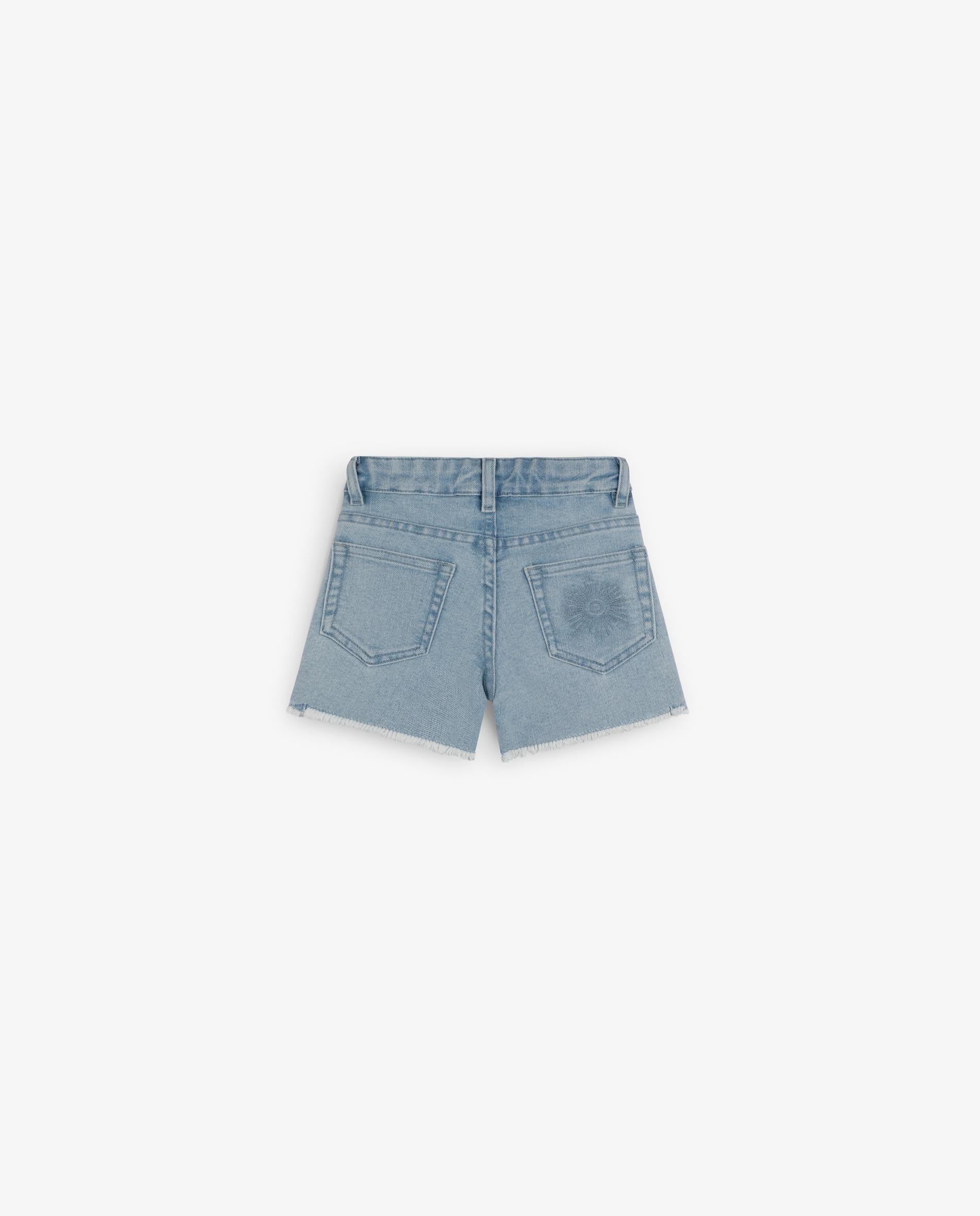 Shorts Infantil Demin de Algodão Azul-claro-5