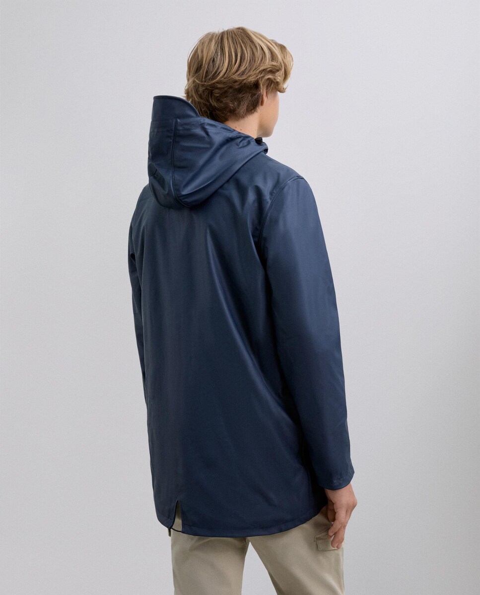 Parka Impermeável com Capuz Ajustável Azul-marinho-2