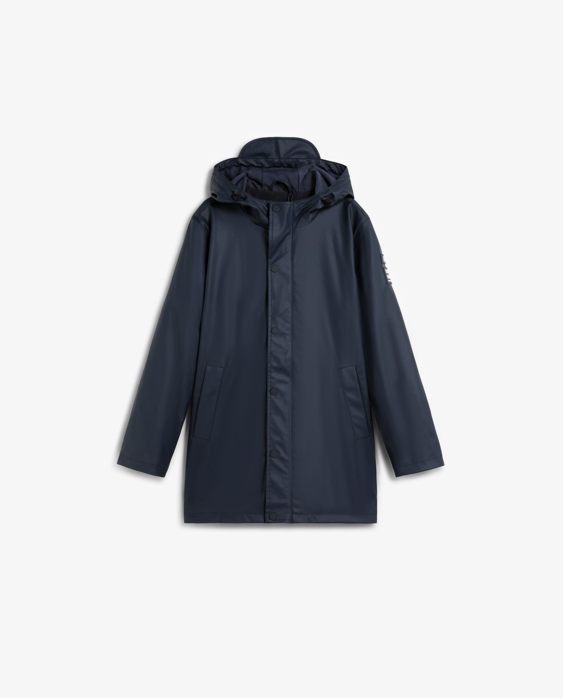 Parka Impermeável com Capuz Ajustável Azul-marinho-4