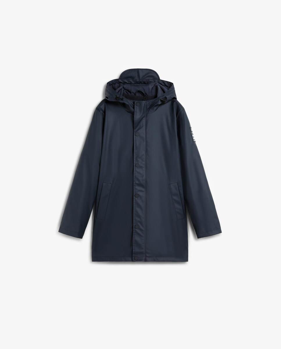 Parka Impermeável com Capuz Ajustável Azul-marinho-4