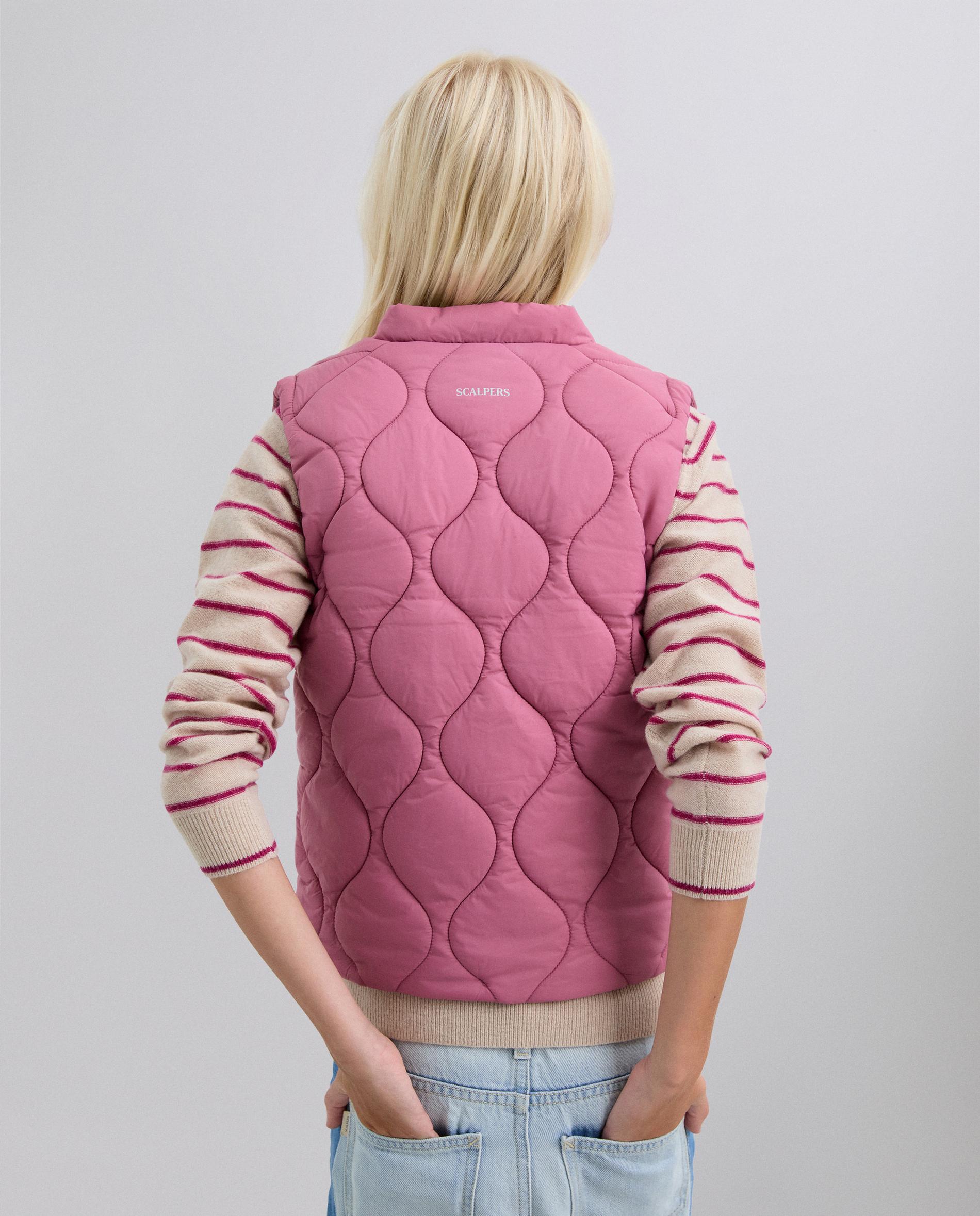 Colete de Sobretudo Infantil com Fecho Zip e Patch de Caveira Scalpers Rosa-2