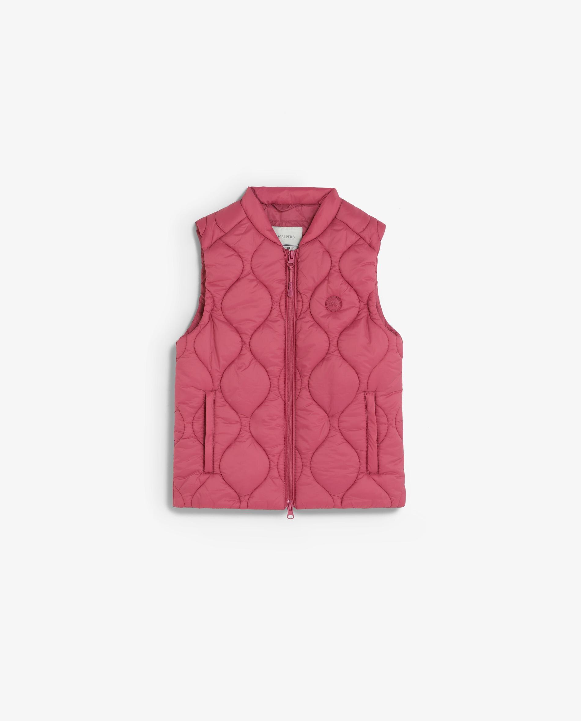 Colete de Sobretudo Infantil com Fecho Zip e Patch de Caveira Scalpers Rosa-4