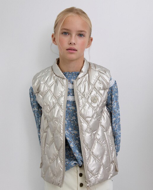 Imagem 0 de Colete Infantil Acolchoado Metalizado com Logo