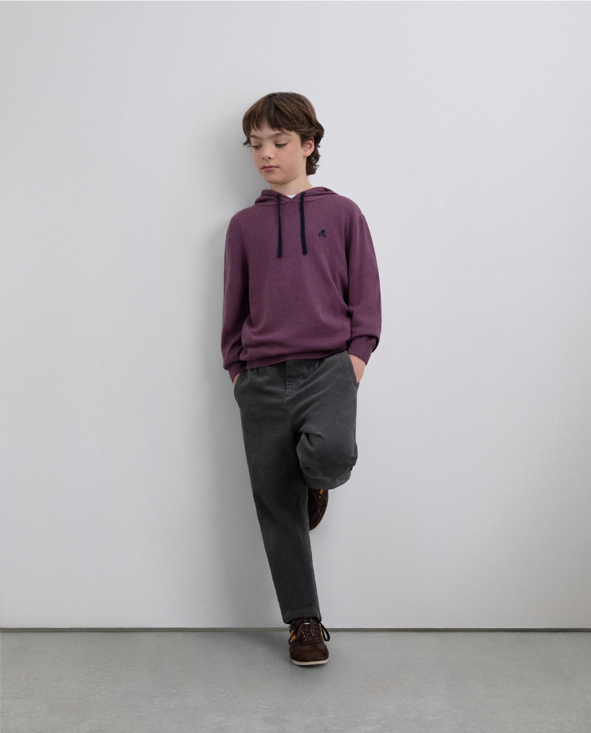 Sweatshirt Infantil com Capuz e Logo Bordado em Contraste Scalpers Roxo-2