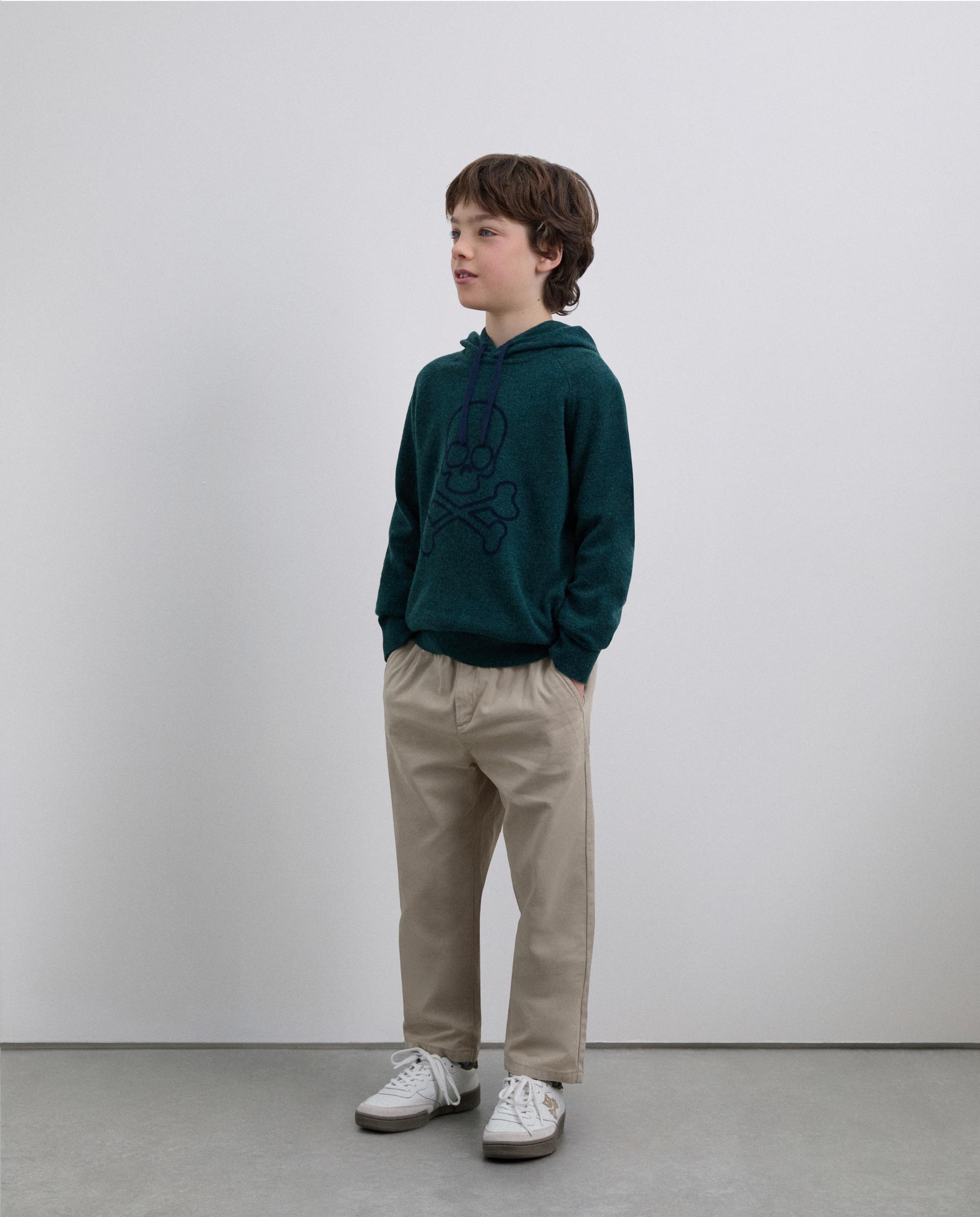Camisola Infantil com Capuz com Caveira em Contraste Scalpers Verde-escuro-3