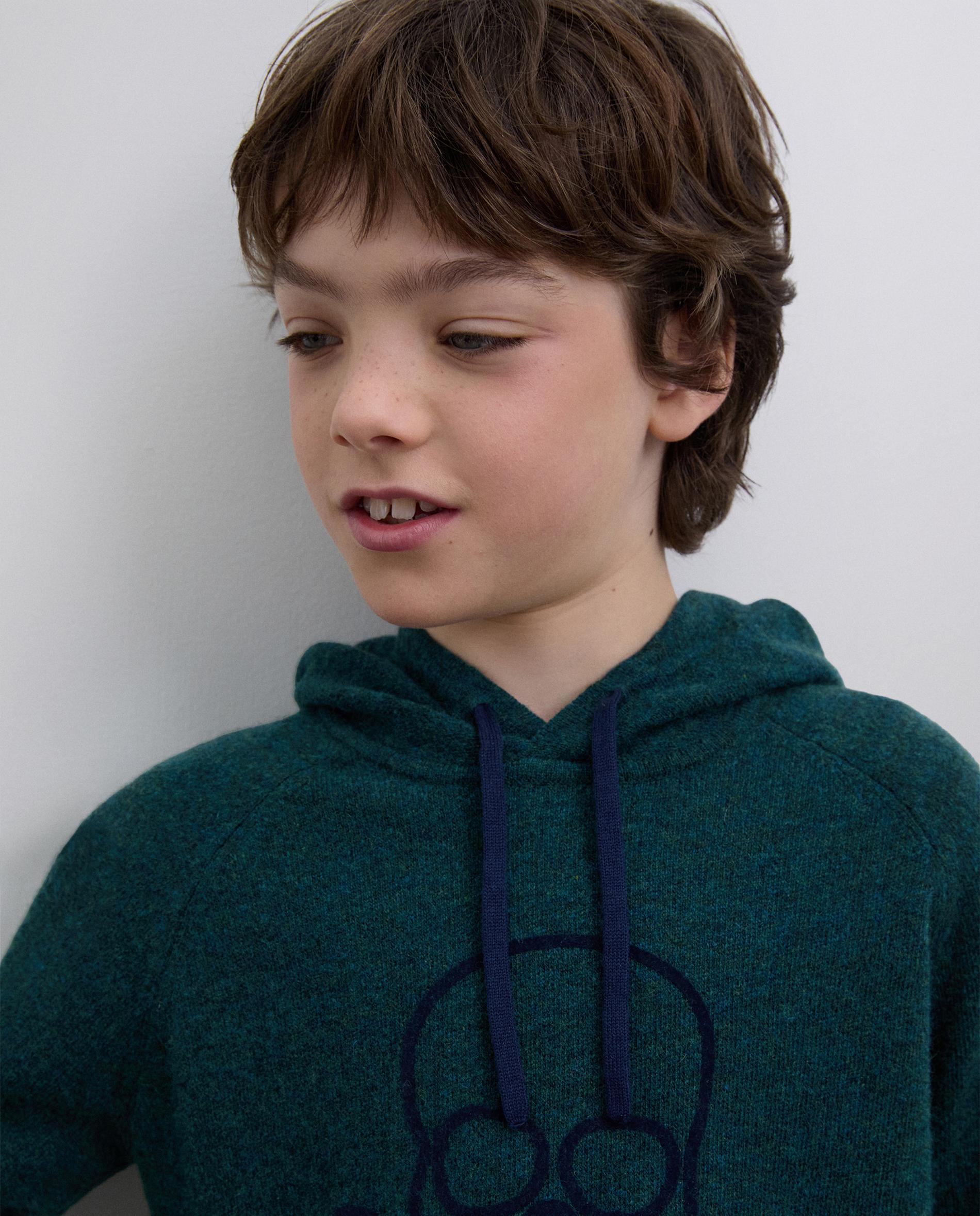 Camisola Infantil com Capuz com Caveira em Contraste Scalpers Verde-escuro-4