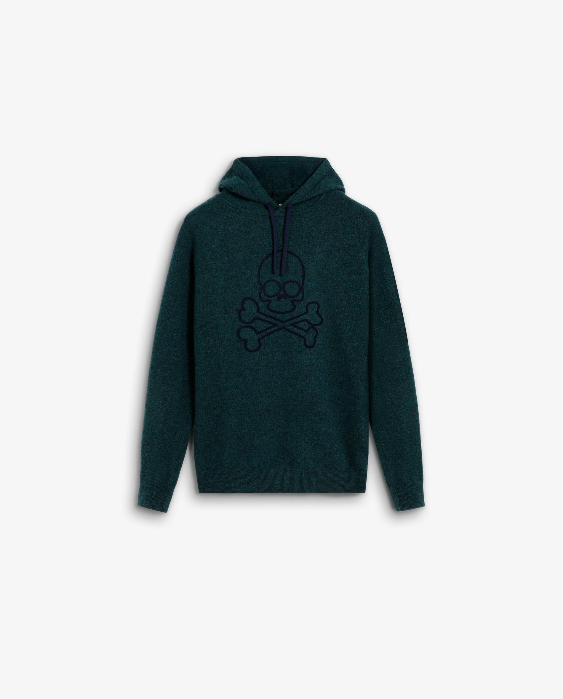 Camisola Infantil com Capuz com Caveira em Contraste Scalpers Verde-escuro-5